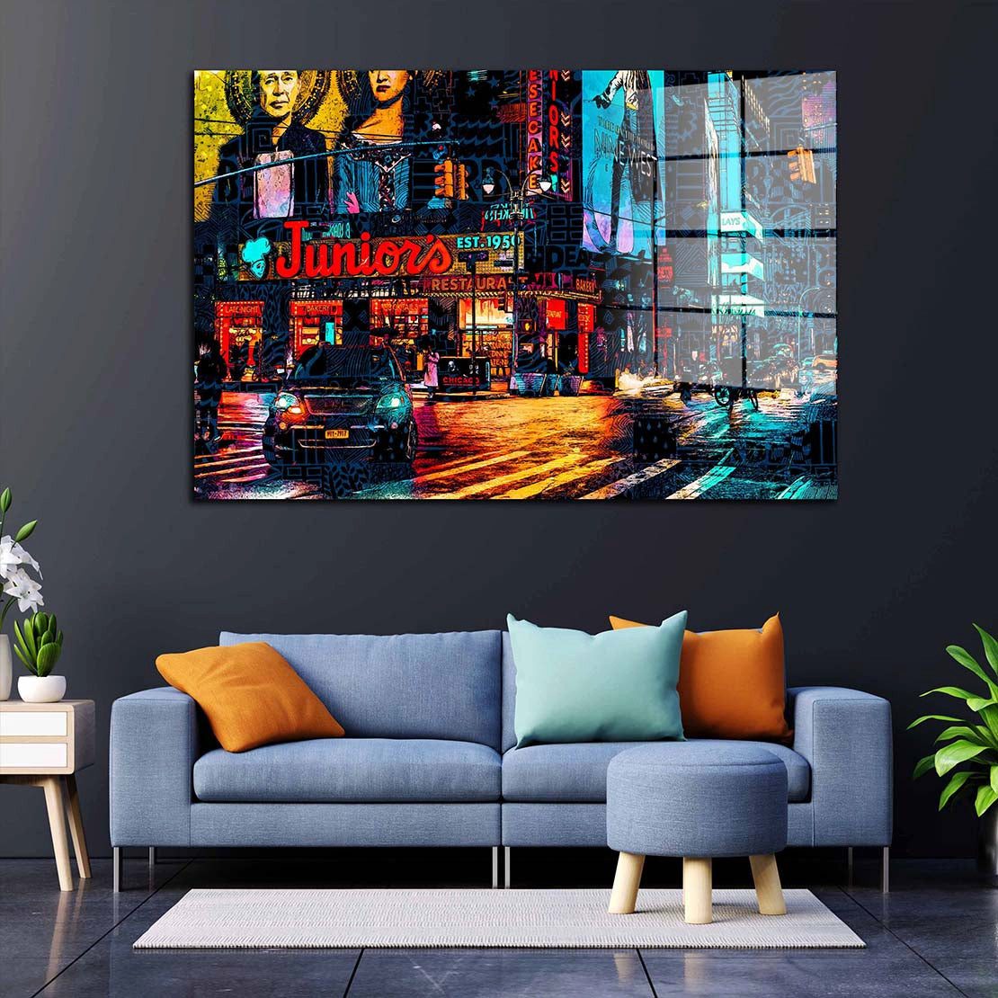 Artedinoi Acrylglasbild USA New York Nights Acrylglas Wandbild Bild Wanddeko Wohnzimmer XL