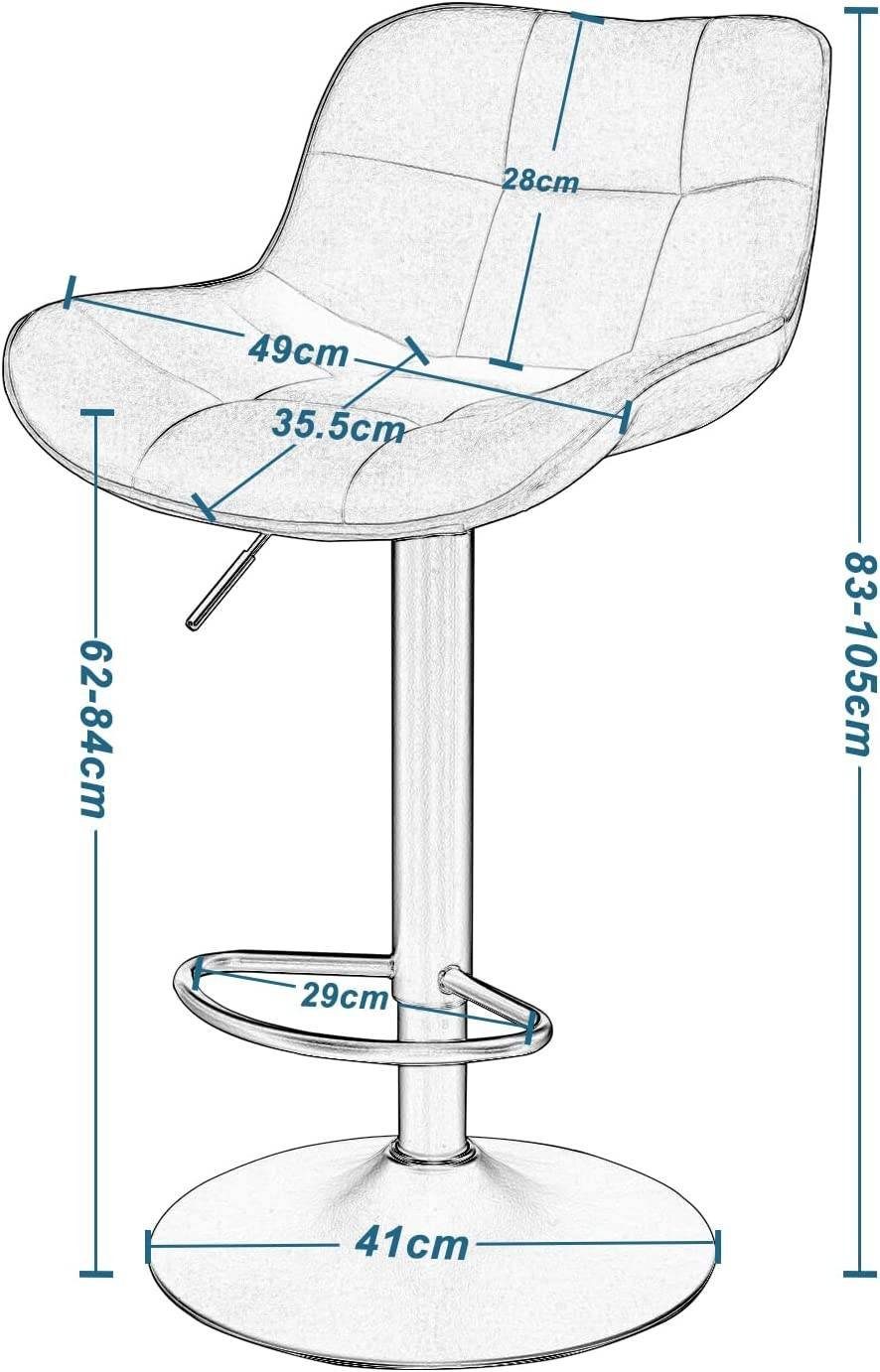 EUGAD Barhocker (2 St), Samtbezug höhenverstellbar 360° drehbar aus Metall