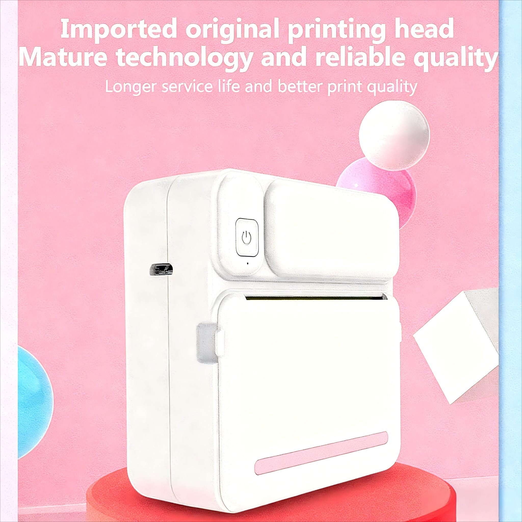POPOLIC Tragbarer Thermodrucker im Taschenformat, kabellos (Bluetooth) Etikettendrucker, (unterstützt P-Notizen, Fehlermeldungen, Textmemos, Druck, Rosa)