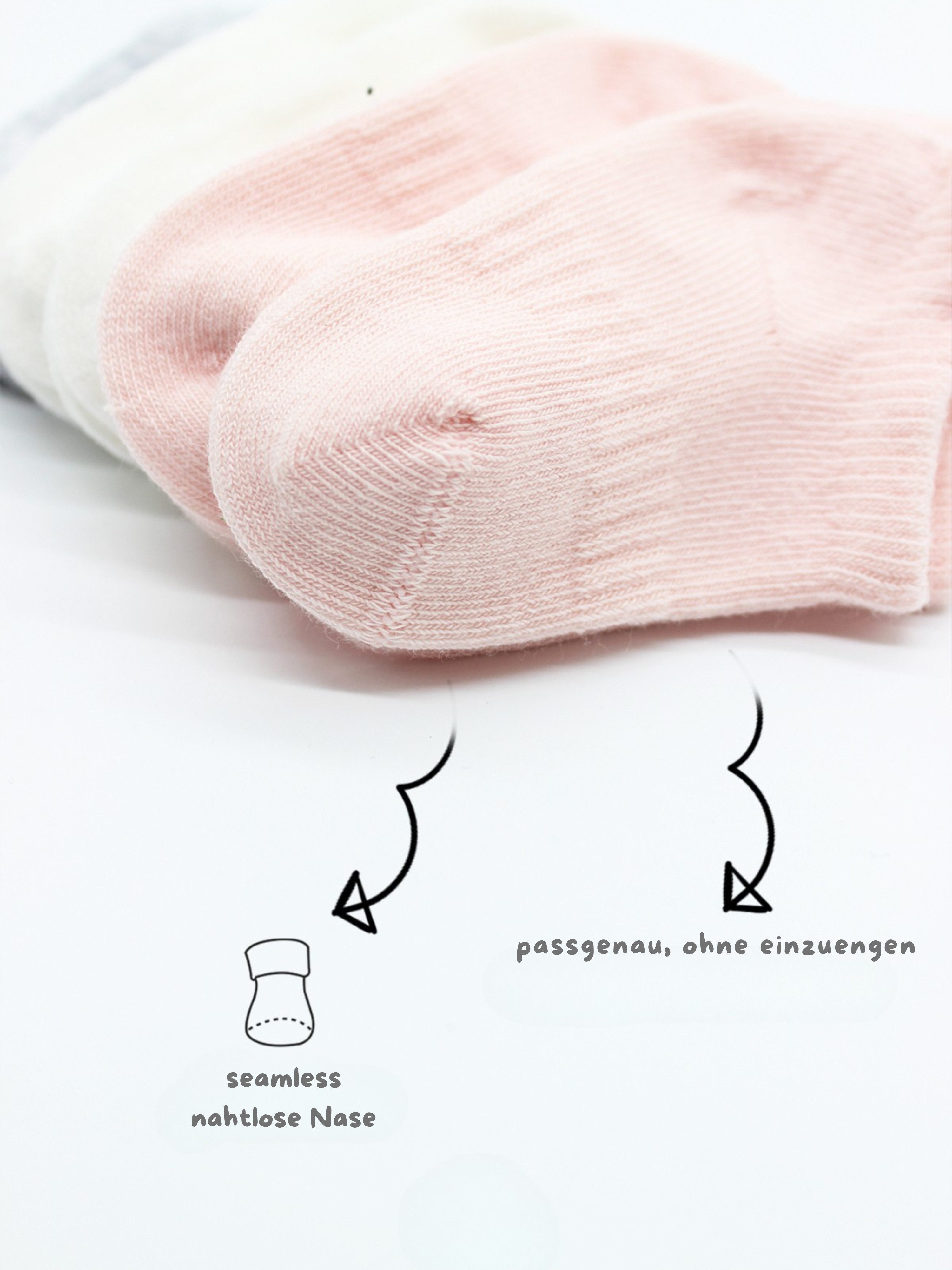 bistyle Sneakersocken (6er Pack) Sneakersocken Babys Jungen Mädchen Babysocken Kurzsocken (Set, 6-Paar, 6er-Pack) Bio-Baumwolle GOTS zertifiziert 0-6 Monate bis 2-3 Jahre
