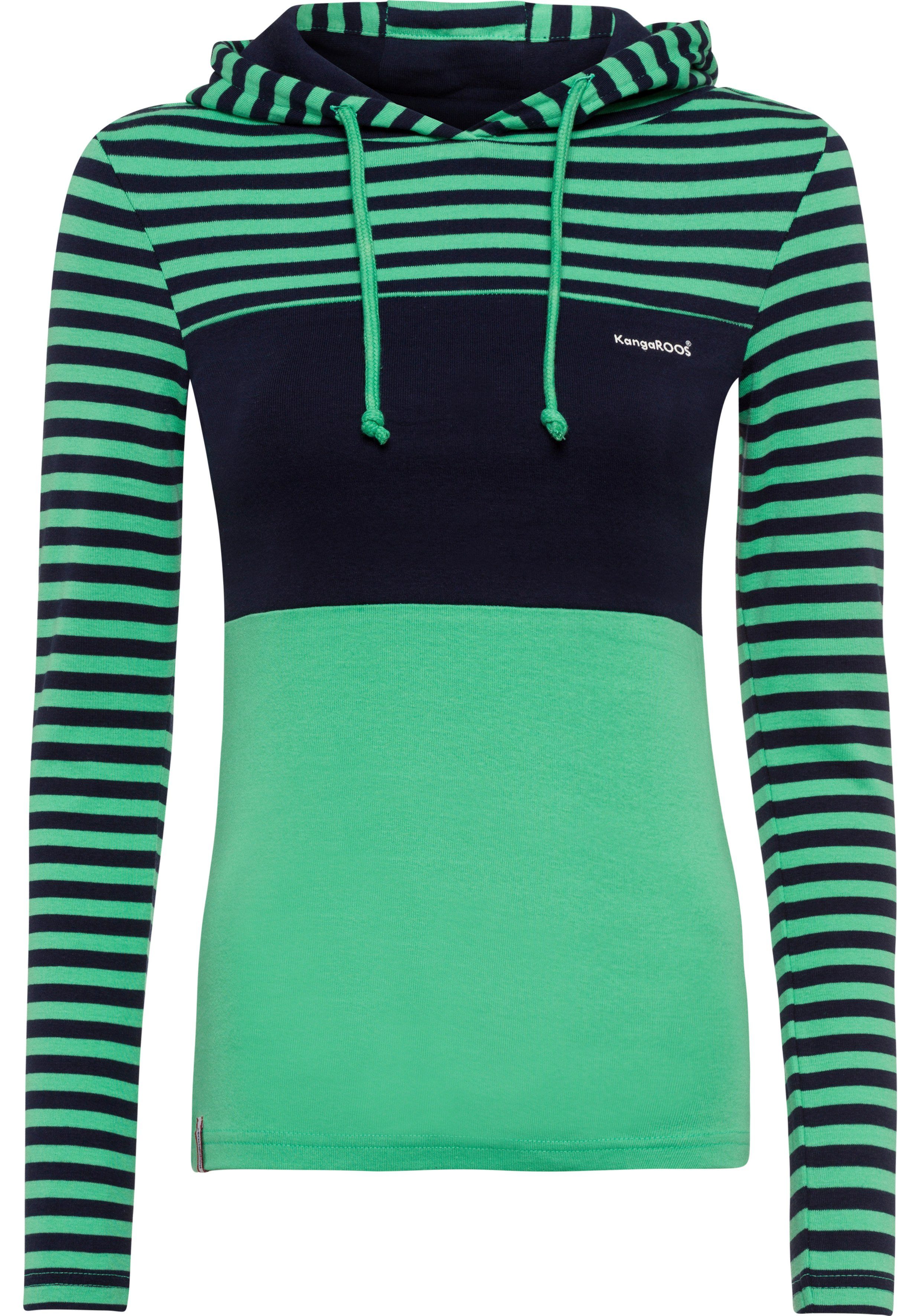 KANGAROOS Kapuzenshirt in verspielter Ringel-Optik mit Colorblocking Design mehr