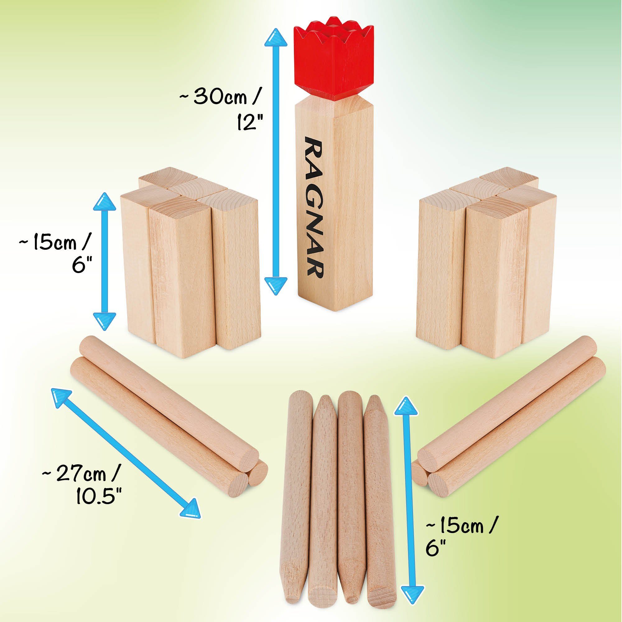 Toyfel Spiel, Ragnar, Outdoor Wikinger Buchenholz Tragetasche aus mit Wurfspiel