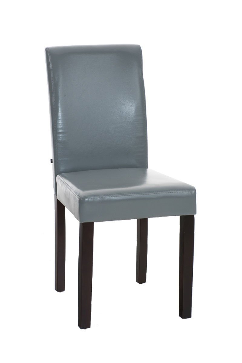 TPFLiving Esszimmerstuhl Ines mit hochwertig gepolsterter Sitzfläche - Konferenzstuhl (Küchenstuhl - Esstischstuhl - Wohnzimmerstuhl), Gestell: Holz dunkelbraun - Sitzfläche: Kunstleder grau
