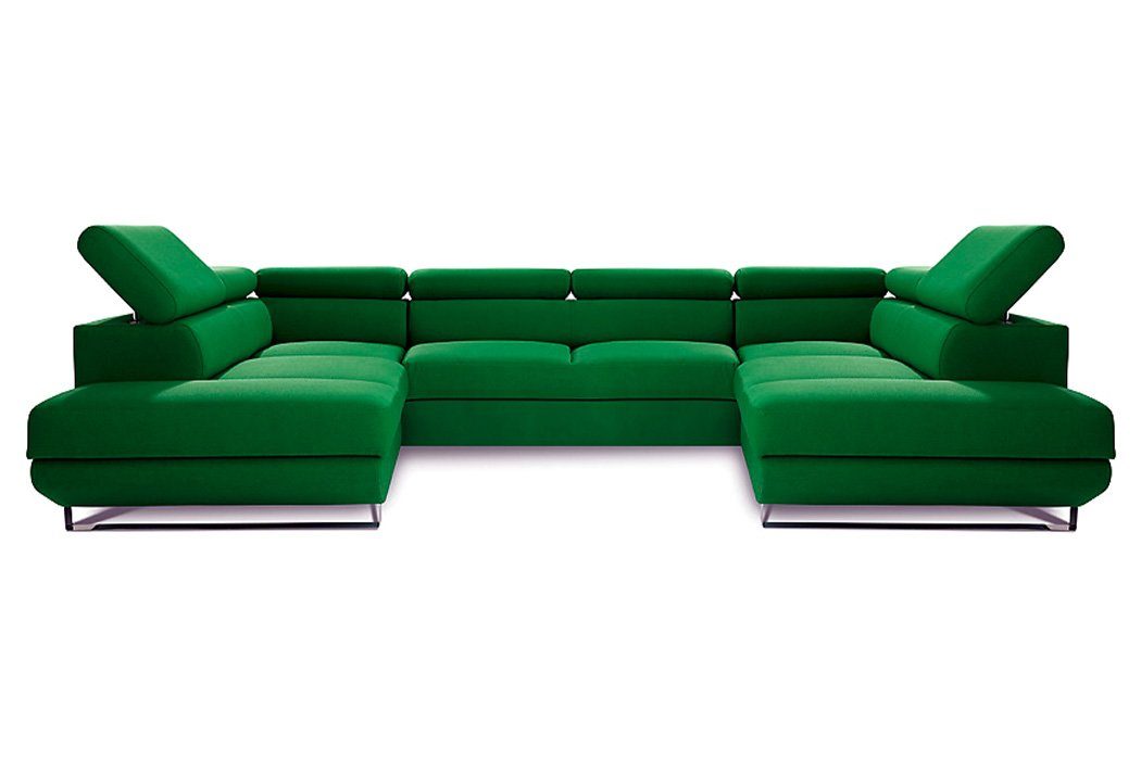 JVmoebel Ecksofa in Europe Design, Couch Ecksofa Grün U-Form Made Wohnlandschaft Stoff