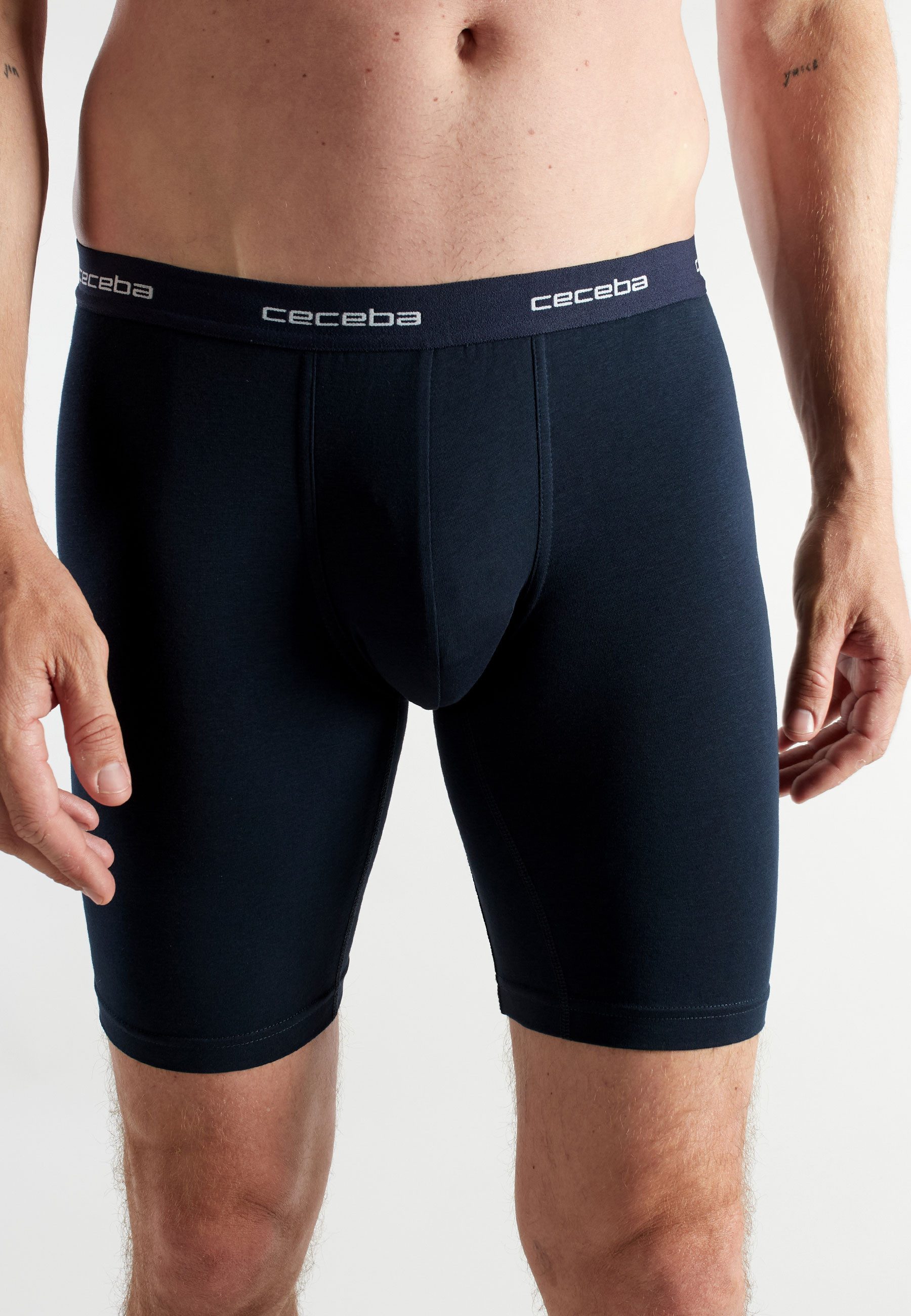 CECEBA Langer Boxer CECEBA Herren Cyclist blau uni 2er Pack (2-St) – Bild 4 von 4