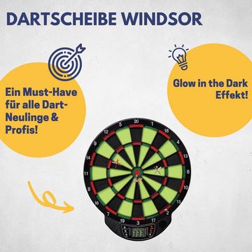 B Best Sporting Dartautomat Elektronische Dartscheibe Windsor I Glow In The Dark Dartboard, E-Dartscheibe mit 6 Dartpfeilen & 12 Ersatzspitzen