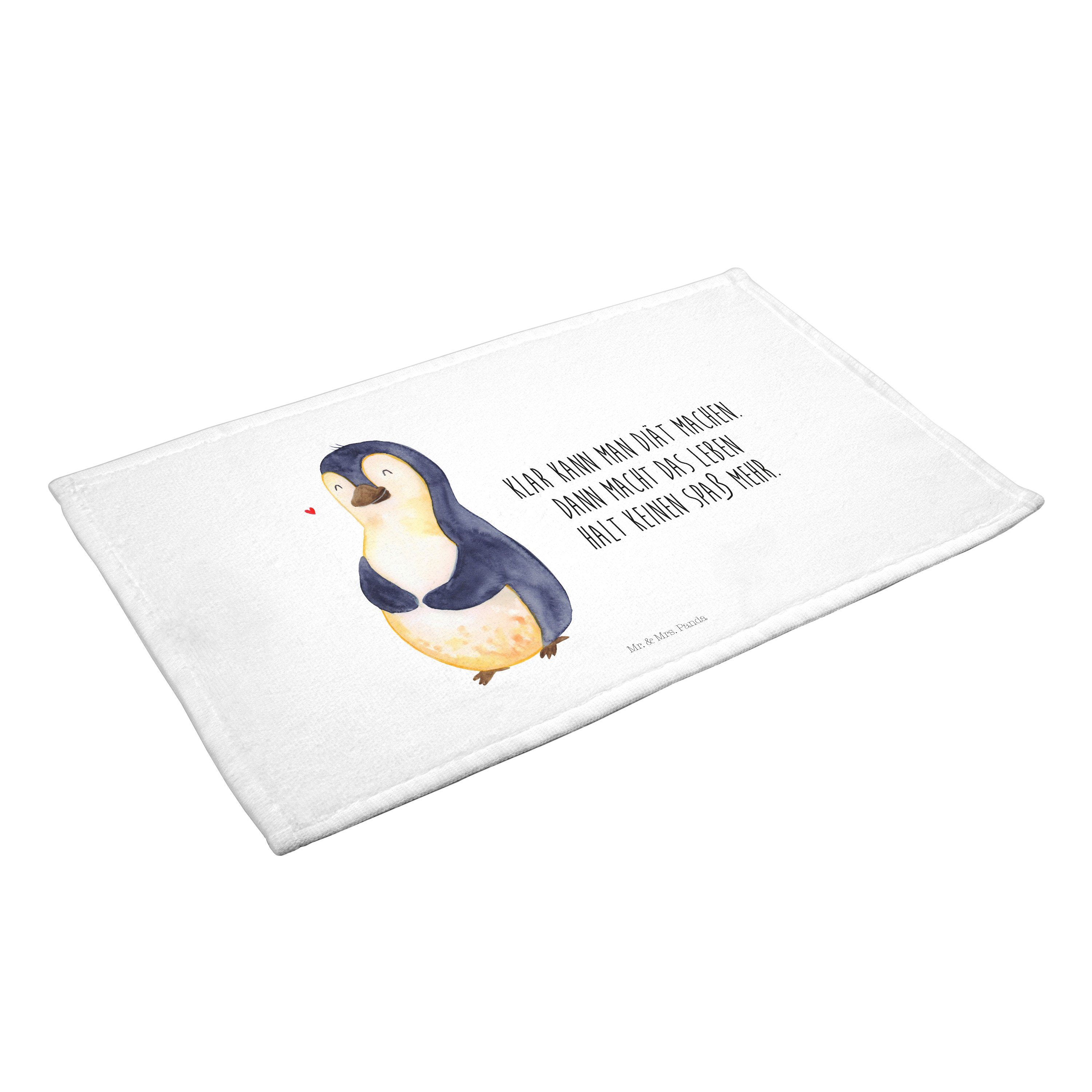 Bauch, Diät Weiß Mr. Pinguin Mrs. (1-St) Gästetuch, Handtuch Pinguin, - & - Motivation, Geschenk, Panda