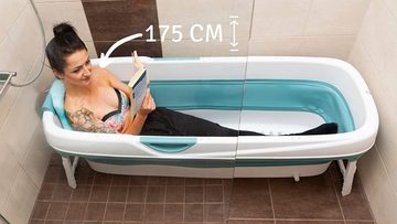 Badewanne XXL faltbare Badewanne 158x60x53 cm mit Kissen, Erwachsene & Kinder, max. 300 Liter, mobile Klappbadewanne für Badezimmer, Dusche und Balkon, foldable bathtub, klappbare Wanne, (1-tlg), klappbar