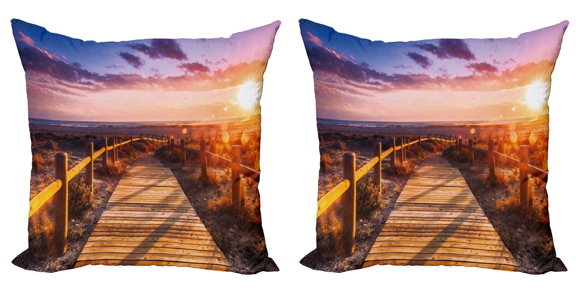 Digitaldruck, (2 Stück), Modern Landschaft Doppelseitiger Naturpark in Abakuhaus Sonnenuntergang Accent Kissenbezüge