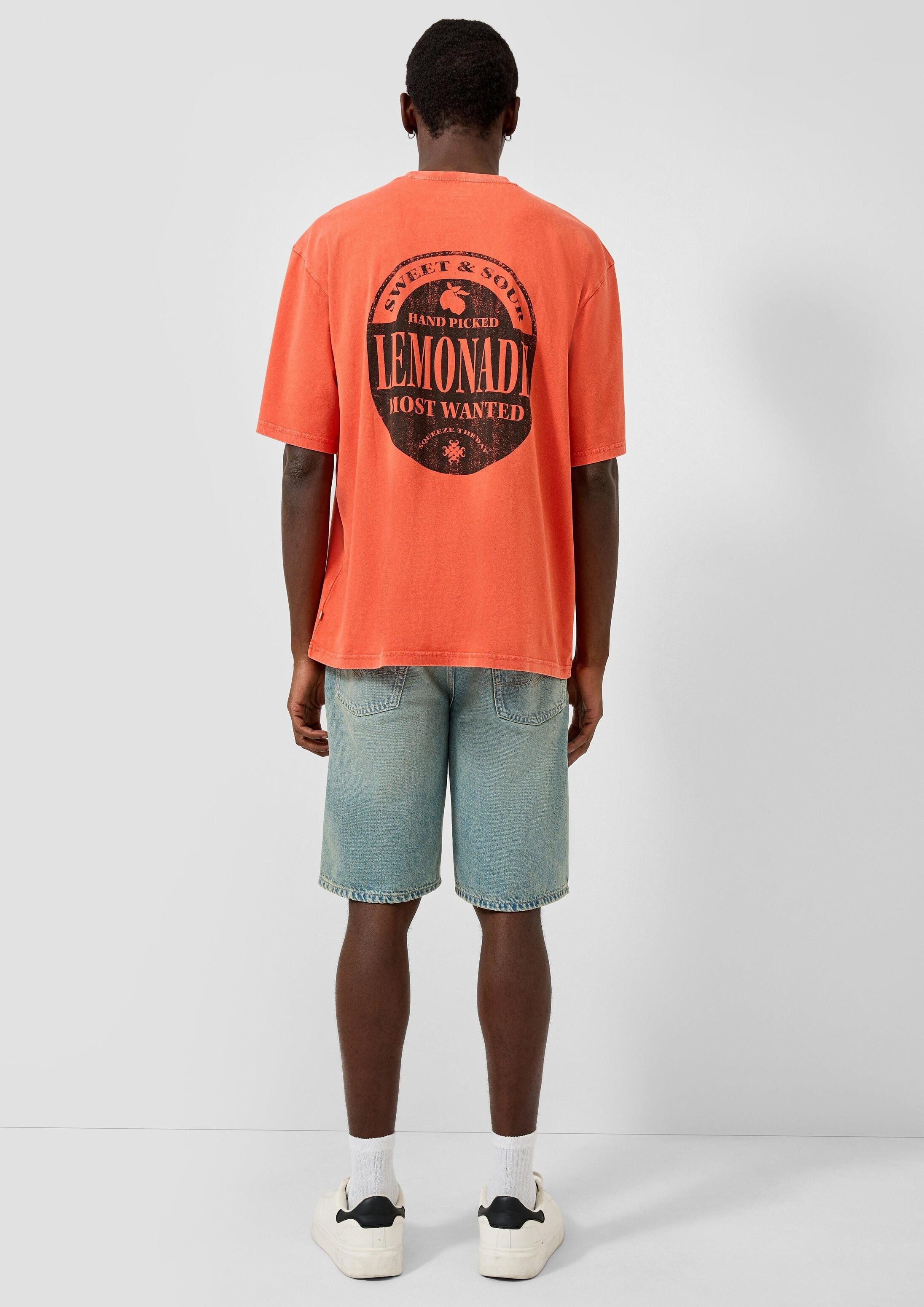 QS Kurzarmshirt T-Shirt Gewaschenes T-Shirt im Relaxed Fit