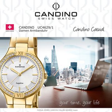 Candino Quarzuhr Candino Damen Uhr Quarzwerk C4629/1, Damen Armbanduhr rund, Edelstahlarmband gold, Fashion