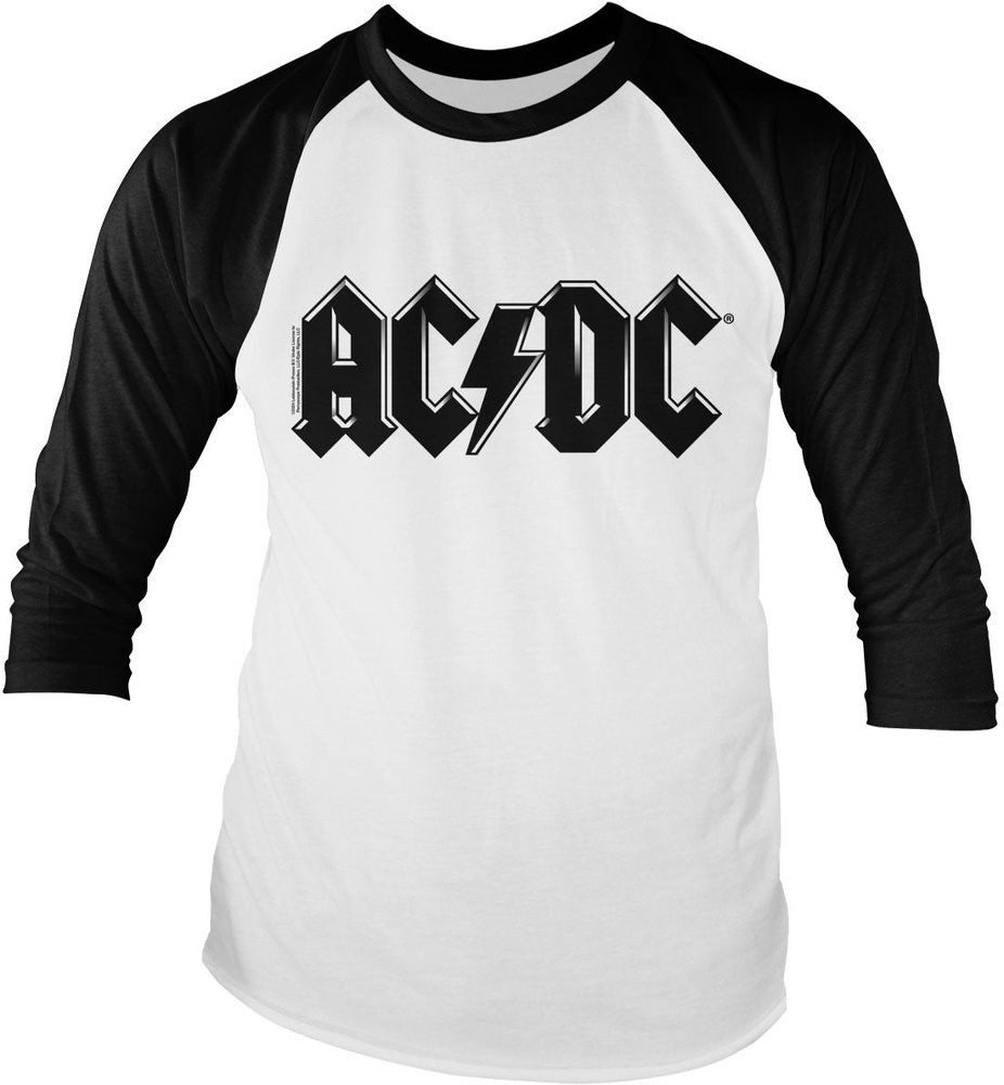 AC/DC Longsleeve Black Logo Retro Baseball Long Sleeve Tee