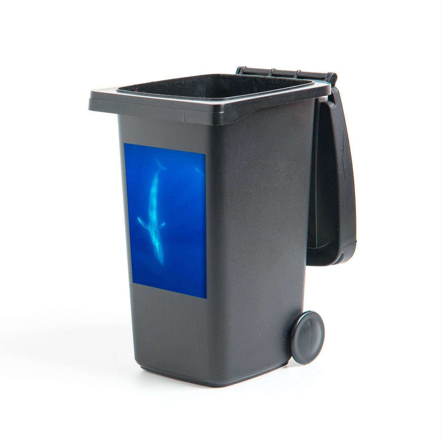 MuchoWow Wandsticker Blauwal - Wal - Blau (1 St), Mülleimer-aufkleber, Mülltonne, Sticker, Container, Abfalbehälter