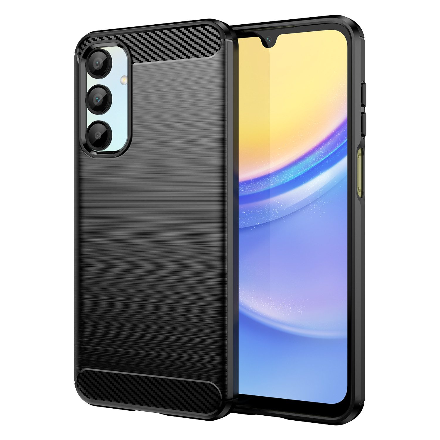 betterfon Handyhülle Carbon Hülle für Samsung Galaxy A16 TPU Silikon Bumper Schwarz, Carbon-Look – stoßfestes Case mit Air-Cushion & Metall-Optik