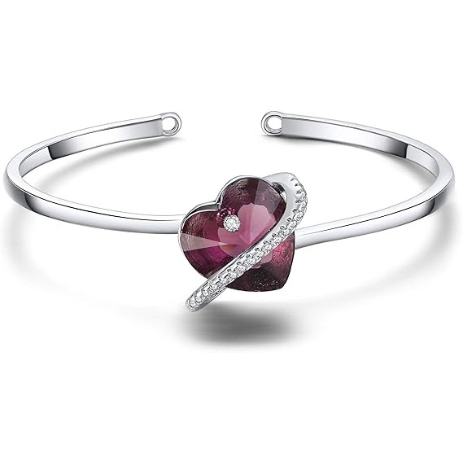 Lisandra Scott Armreif verstellbar mit funkelnden Herz Stein Kristallen - Armband für Damen, Funkelnder Herz-Armreif – verstellbar, edel & ideal als Geschenk