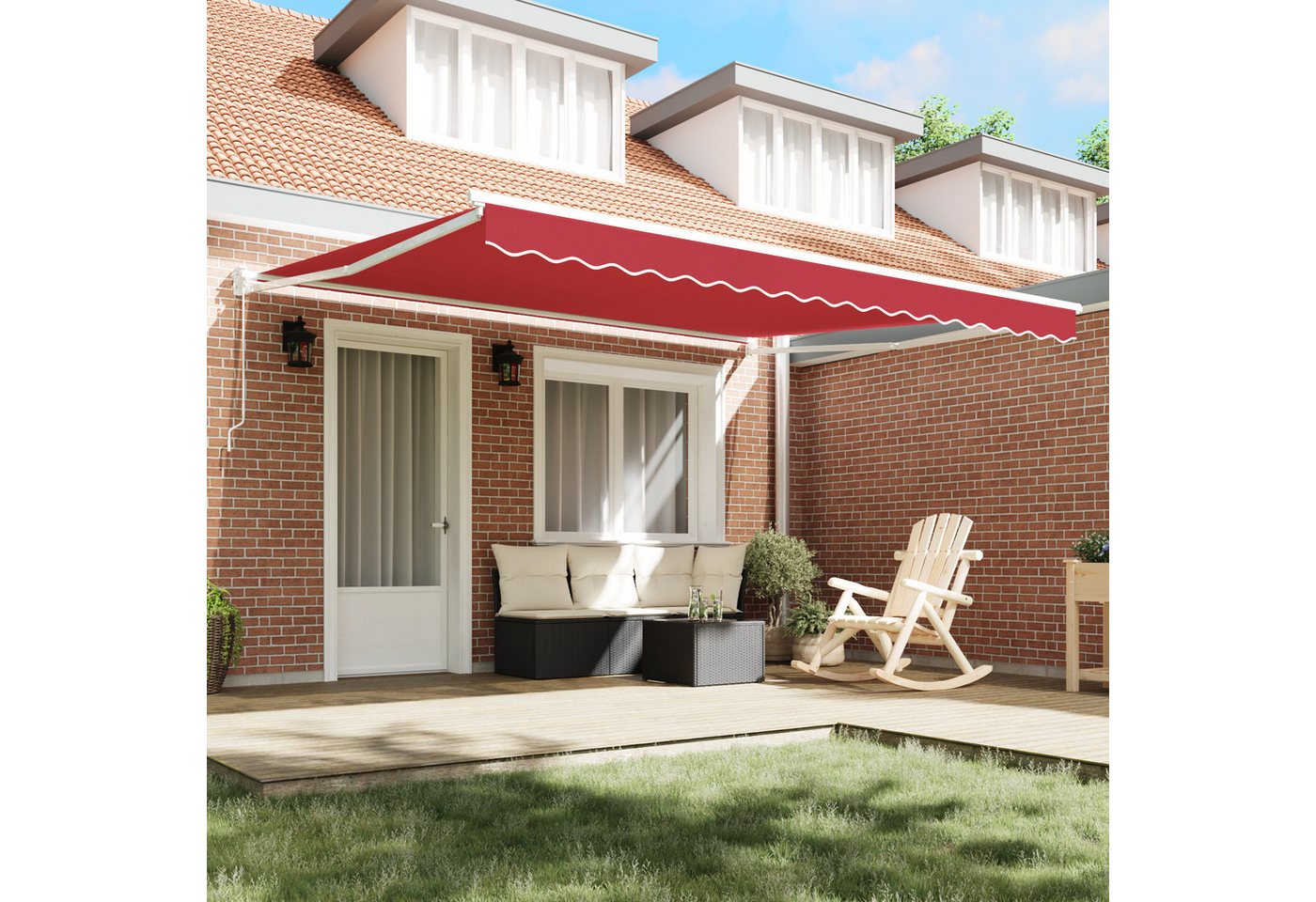 Thumbnail - vidaXL Markise Manuelle Einziehbare Markise Rot 400x300 cm (1-St)