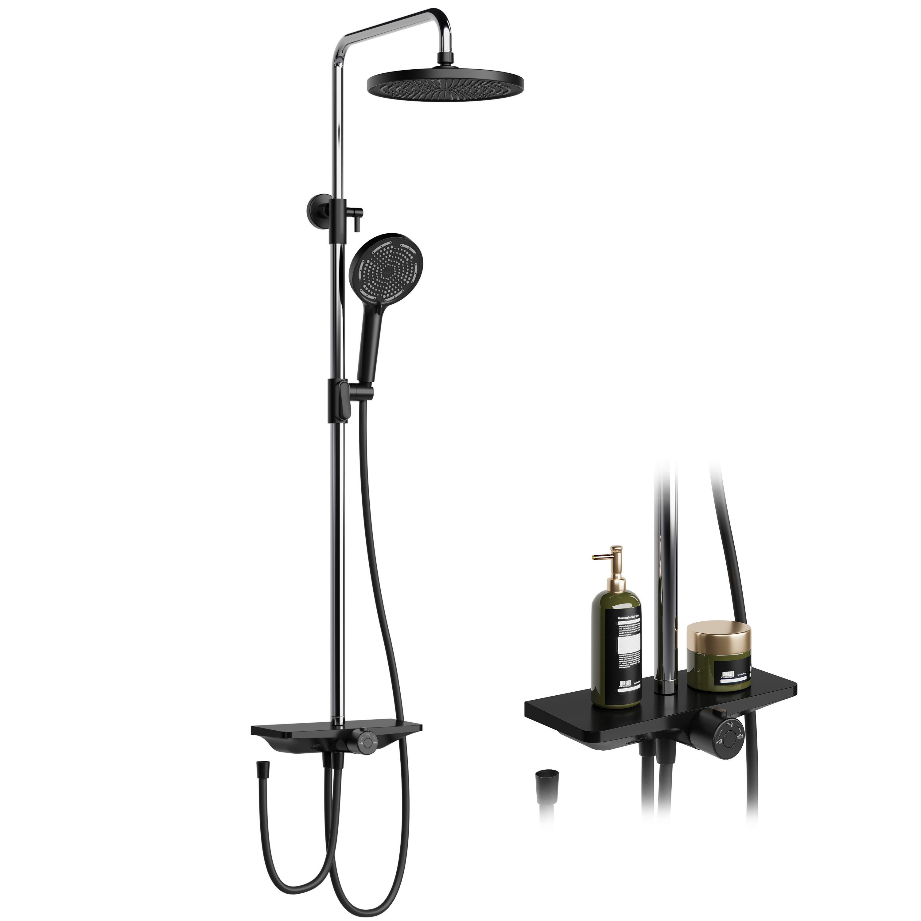 GarveeMore Brausegarnitur Regendusche Duschsystem mit Ablage günstig online kaufen