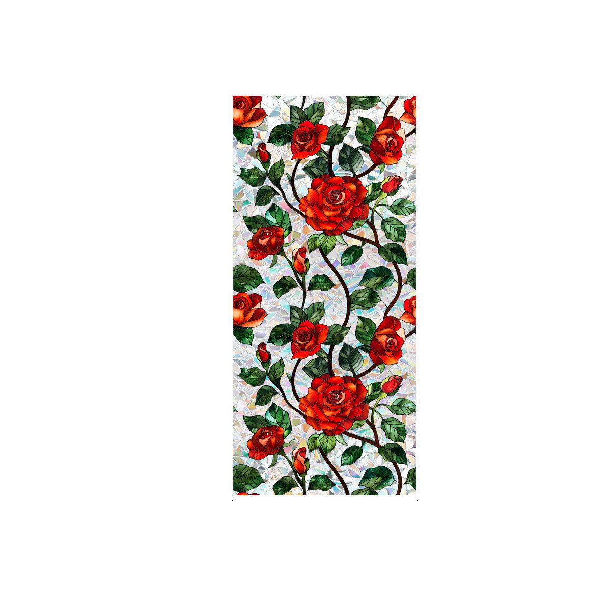 Coonoor Fensterfolie Elektrostatische Fensterfolie, bunte Fensterfolie, Vintage Blumenmuster Fensterfolie, selbstklebefreie Glasfolie