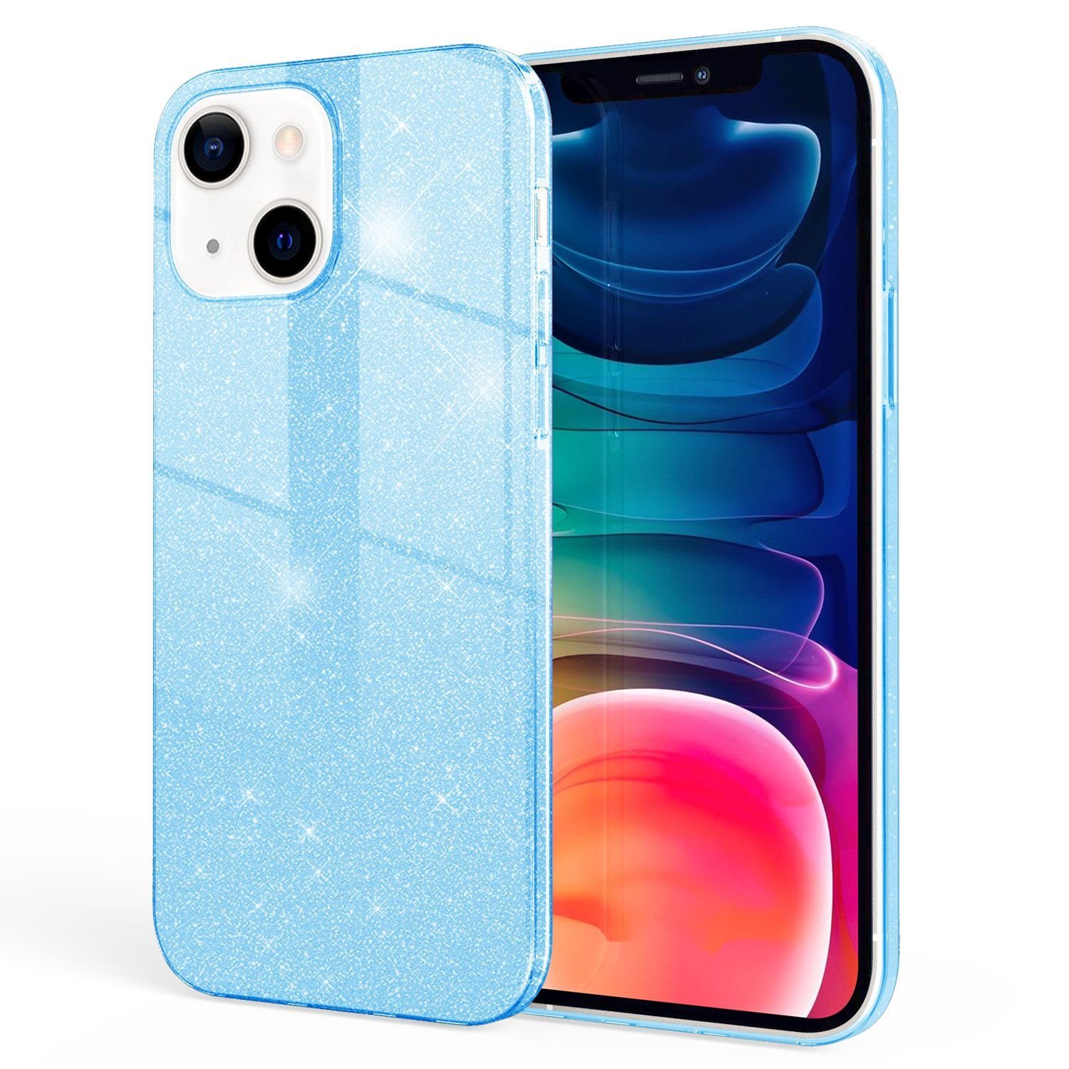 Nalia Smartphone-Hülle Apple iPhone 13 15,5 cm (6,1 Zoll), Glitzer Silikon Hülle / Verstärkte Innenseite / Glänzende Schutzhülle