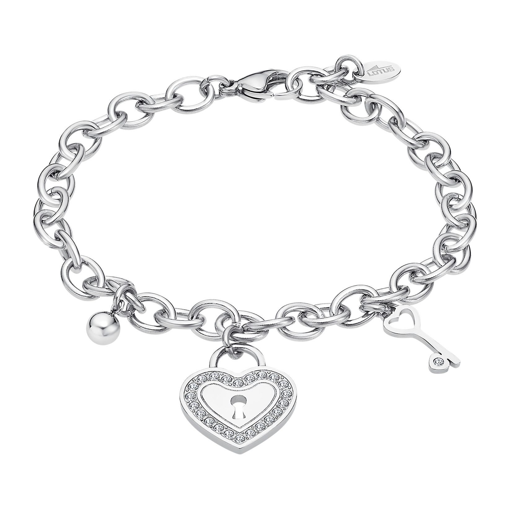 Lotus Style Armband Damen-Armkette LS2188-2/1 „Woman’s Heart“ – Edelstahl, mit Herz & Zirkonia, 20 cm