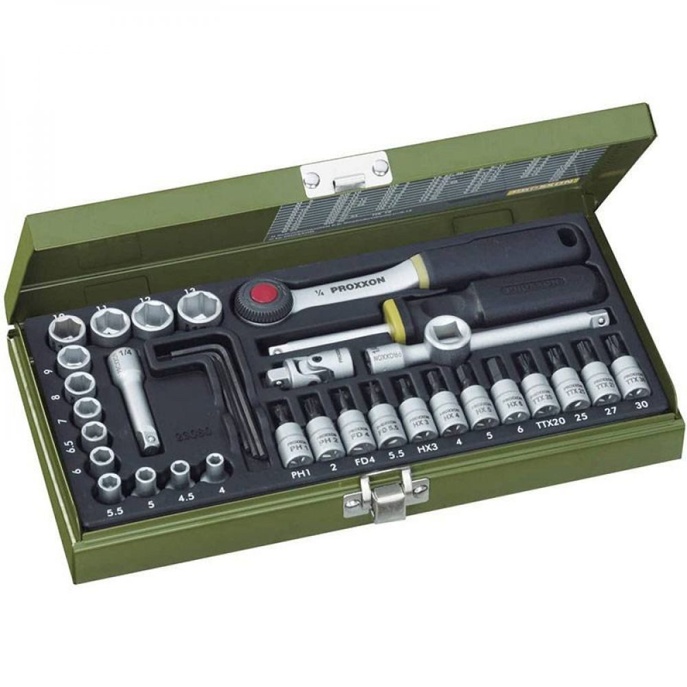 PROXXON INDUSTRIAL Bit- und Steckschlüsselset Proxxon Steckschlüsselsatz 1/4" 36 TLG NR. 23080