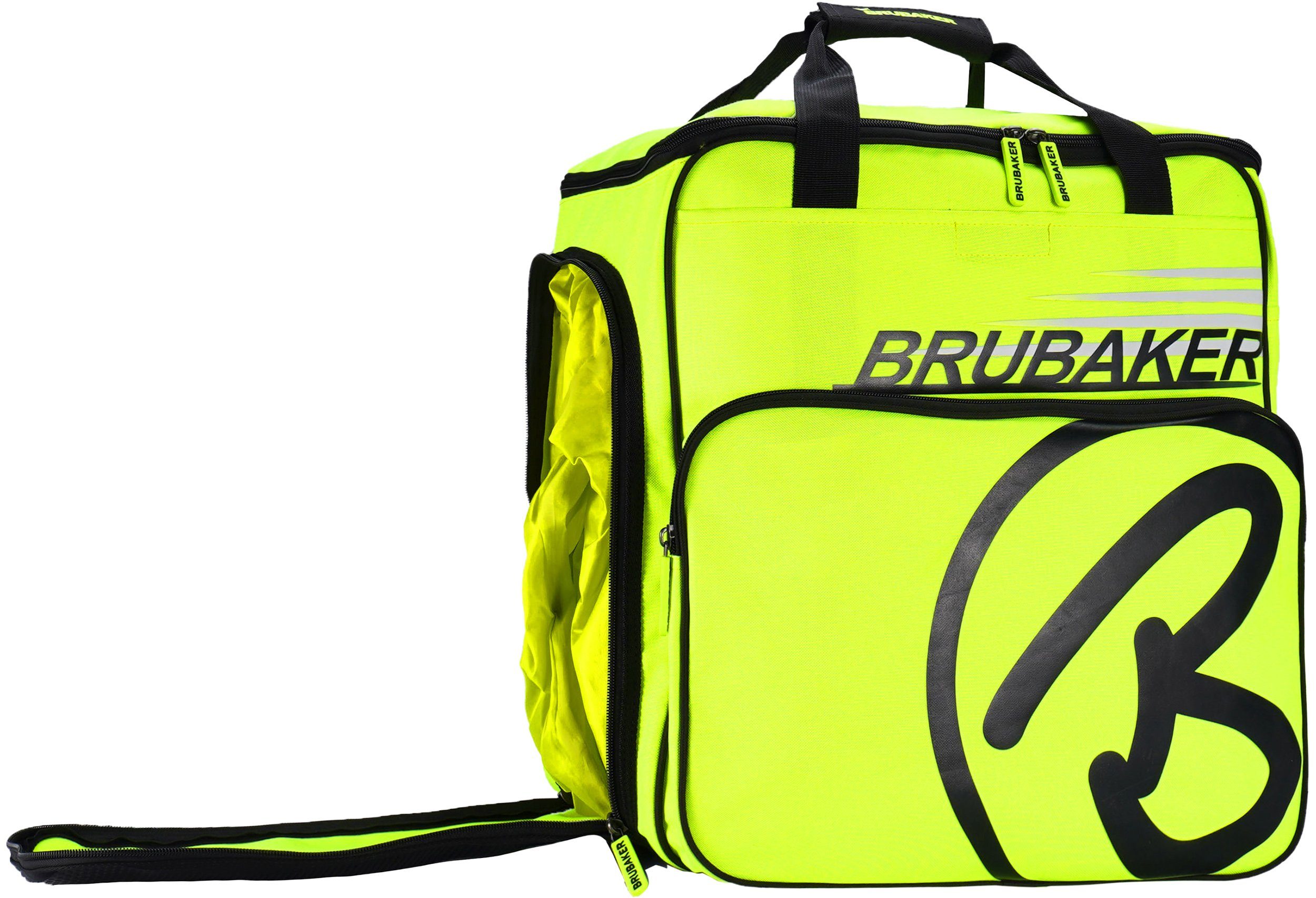 BRUBAKER für Tasche Rucksackfunktion für (1-tlg., Skitasche Rucksack mit reißfest Stiefeltasche Skischuhe, Helmtasche, Komfort Skischuhtasche, Sporttasche schnittfest), Skistiefel und Neongelb Ski