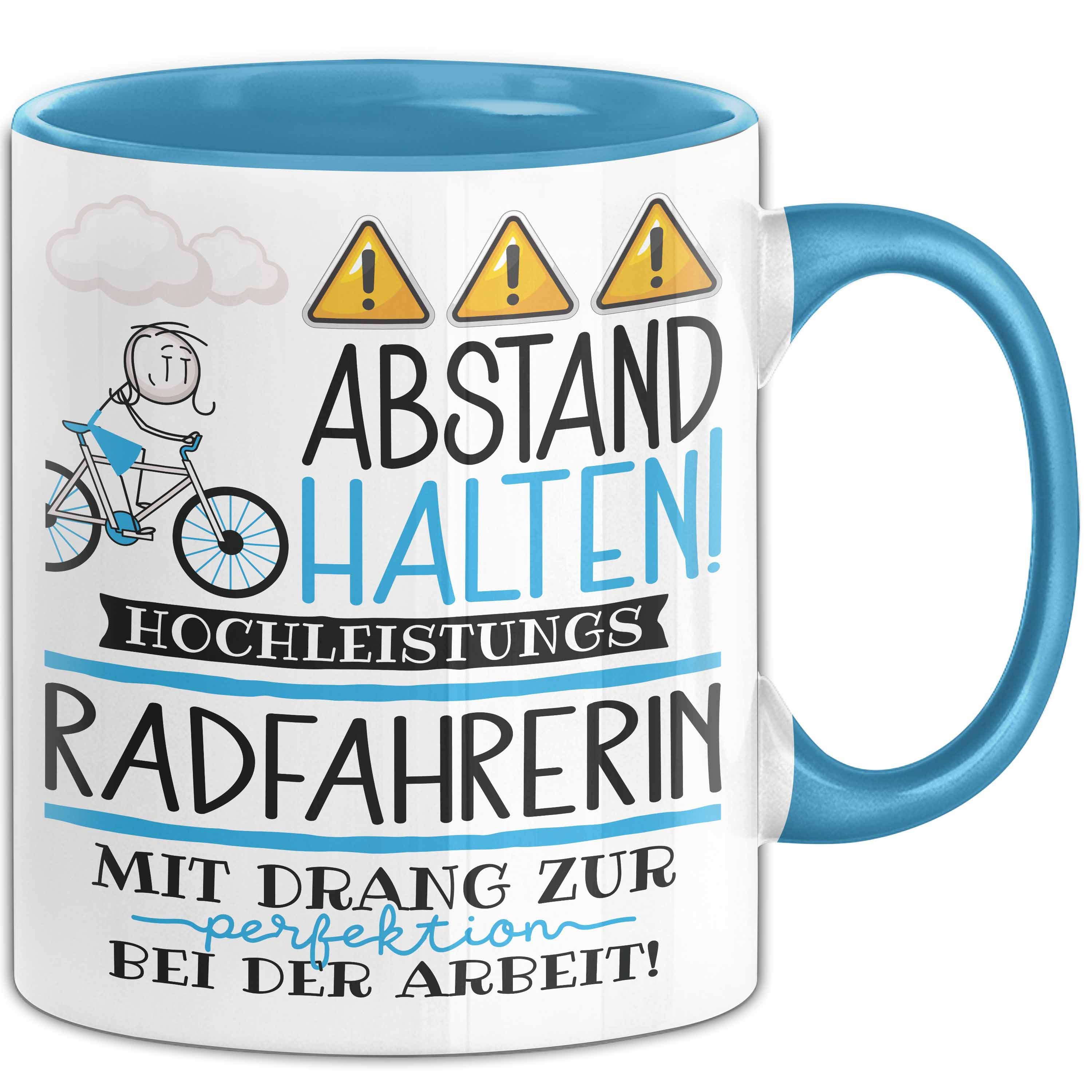 Trendation Tasse Radfahrerin Tasse Geschenk Lustig Abstand Halten Hochleistungs-Radfa