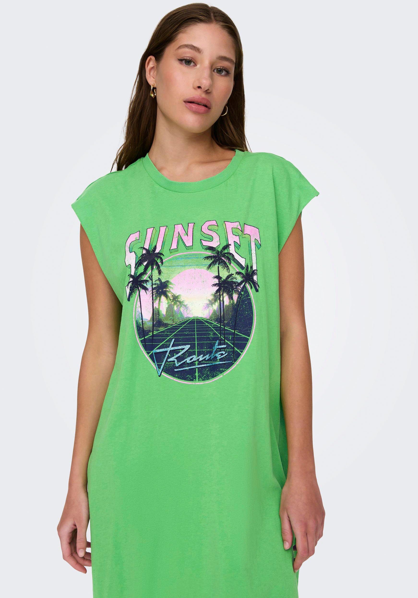 S/L Shirtkleid ONLY Green Print:Sunset ONLLUCY JRS BOX Vibrant PALMS DRESS