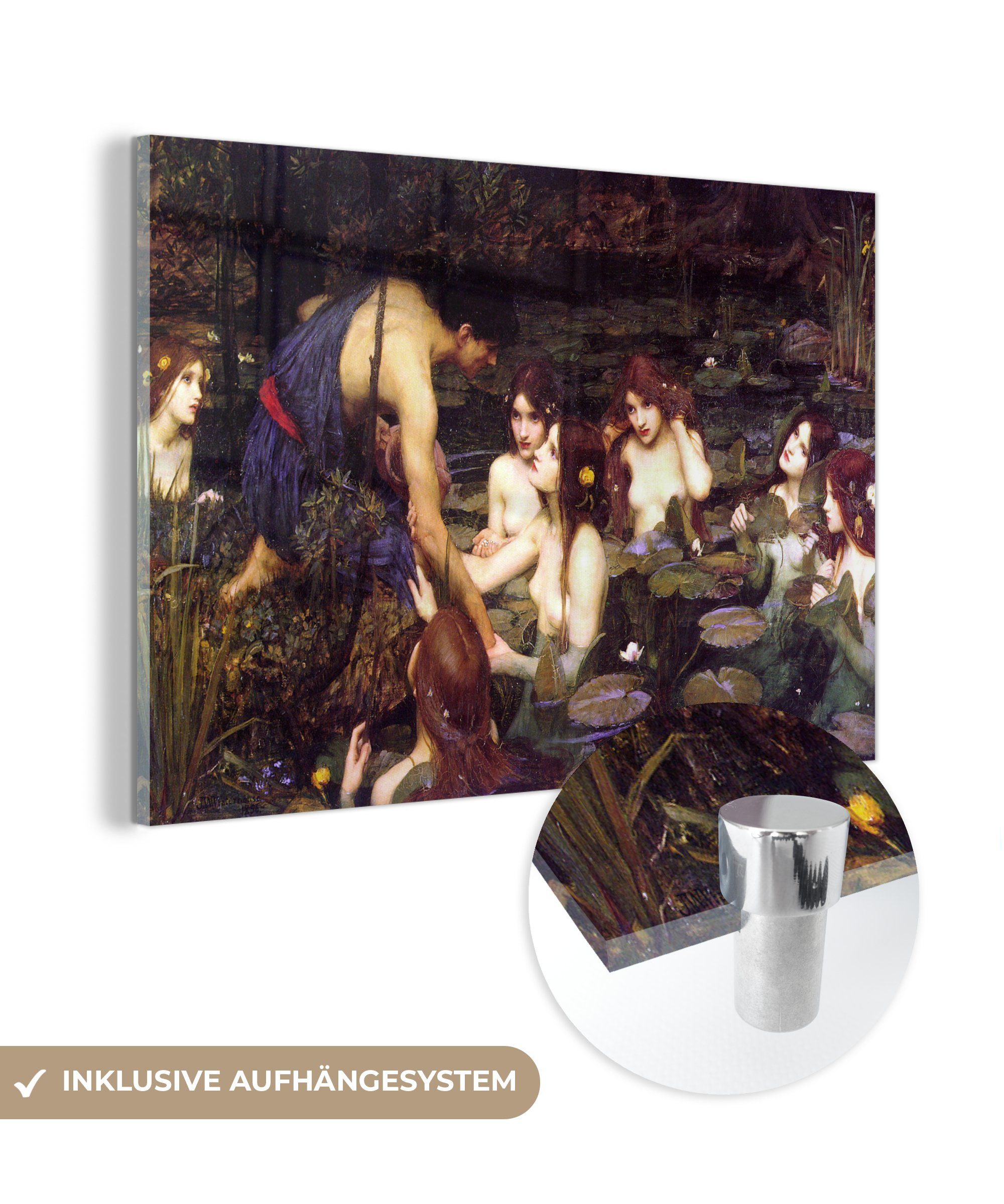 MuchoWow Acrylglasbild Hylas und die Nymphen - Gemälde von John William Waterhouse, (1 St), Acrylglasbilder Wohnzimmer & Schlafzimmer