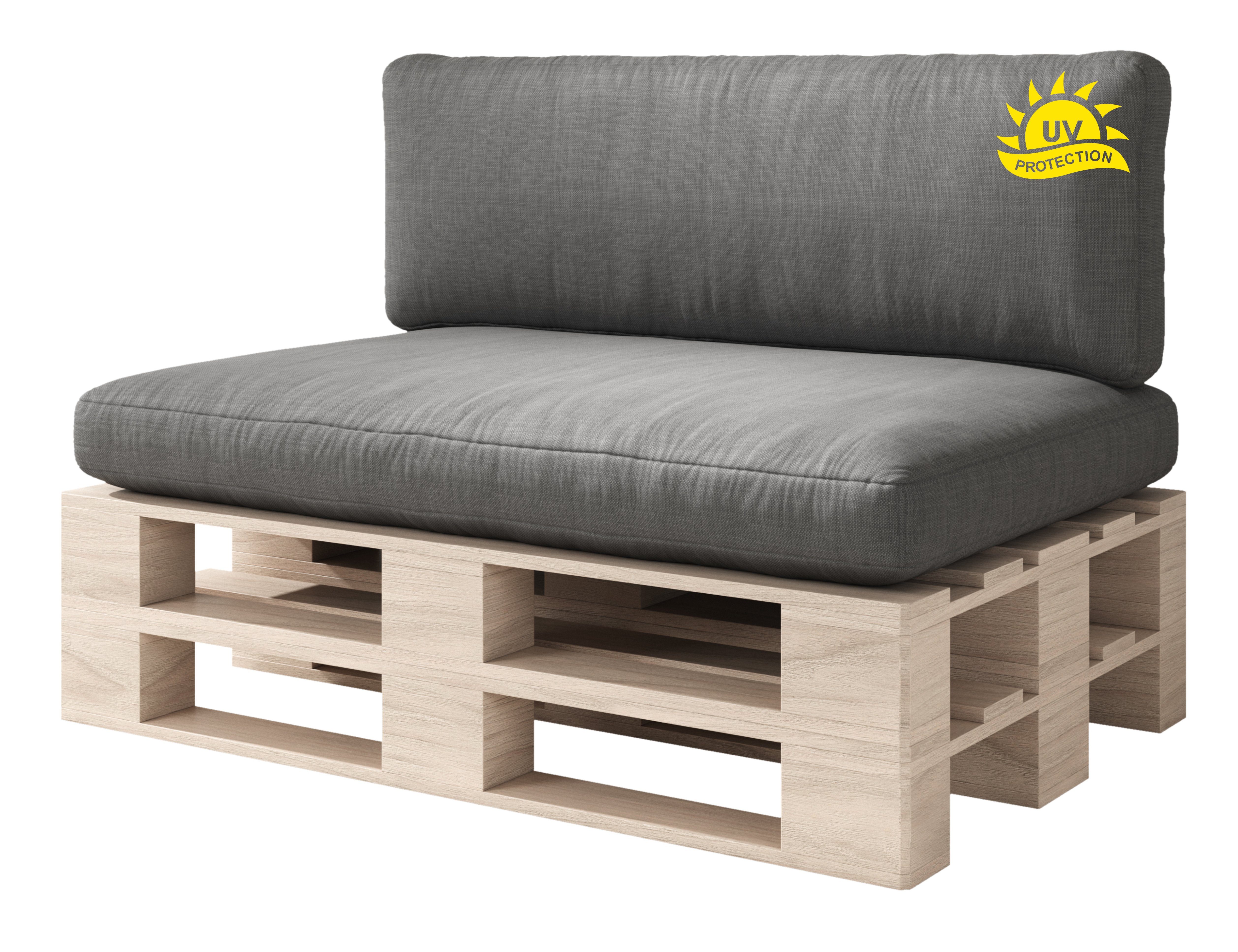 sunnypillow Palettenkissen Boston - Set Palettenauflage mit abnehmbarem Bezug, Indoor / Outdoor, 2er Set Sitzkissen + Rückenkissen