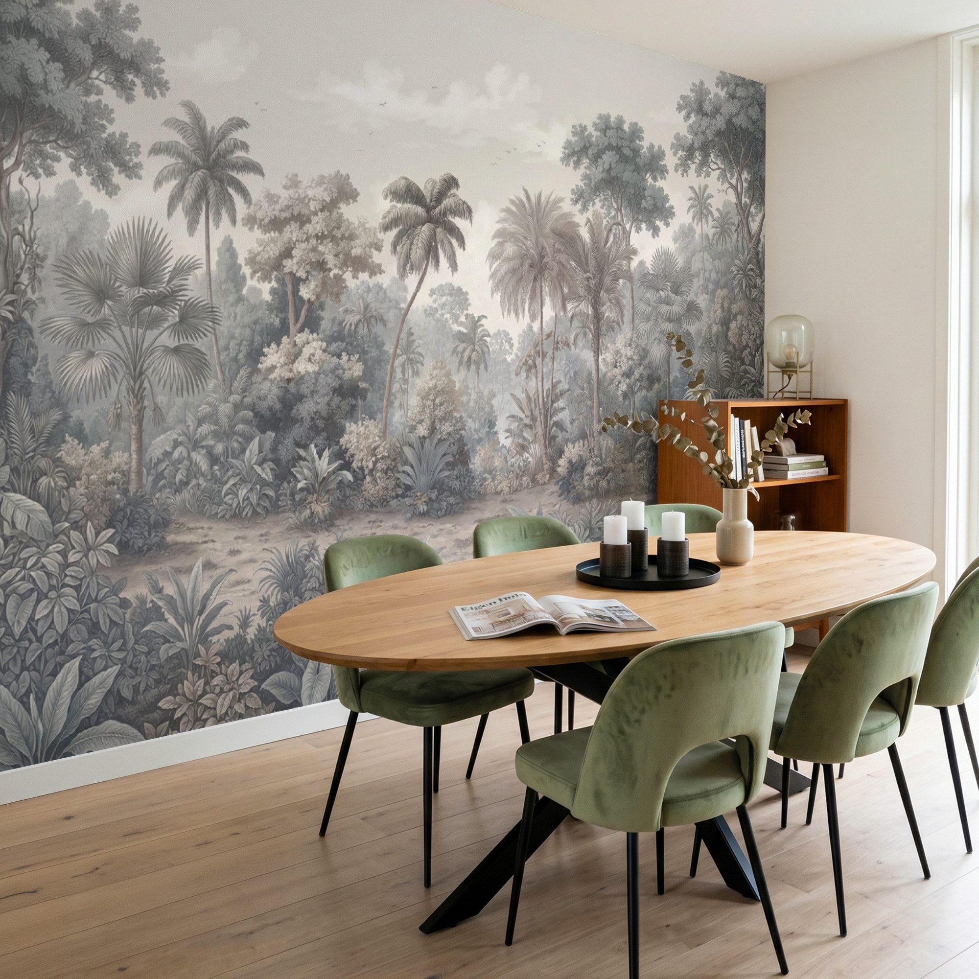 OnlyWow Fototapete Tropisch - Landschaft - Illustration, Matt, bedruckt, Wohnzimmer, Modern, Wanddekoration, Vliestapete 100x70cm – Bild 5 von 5