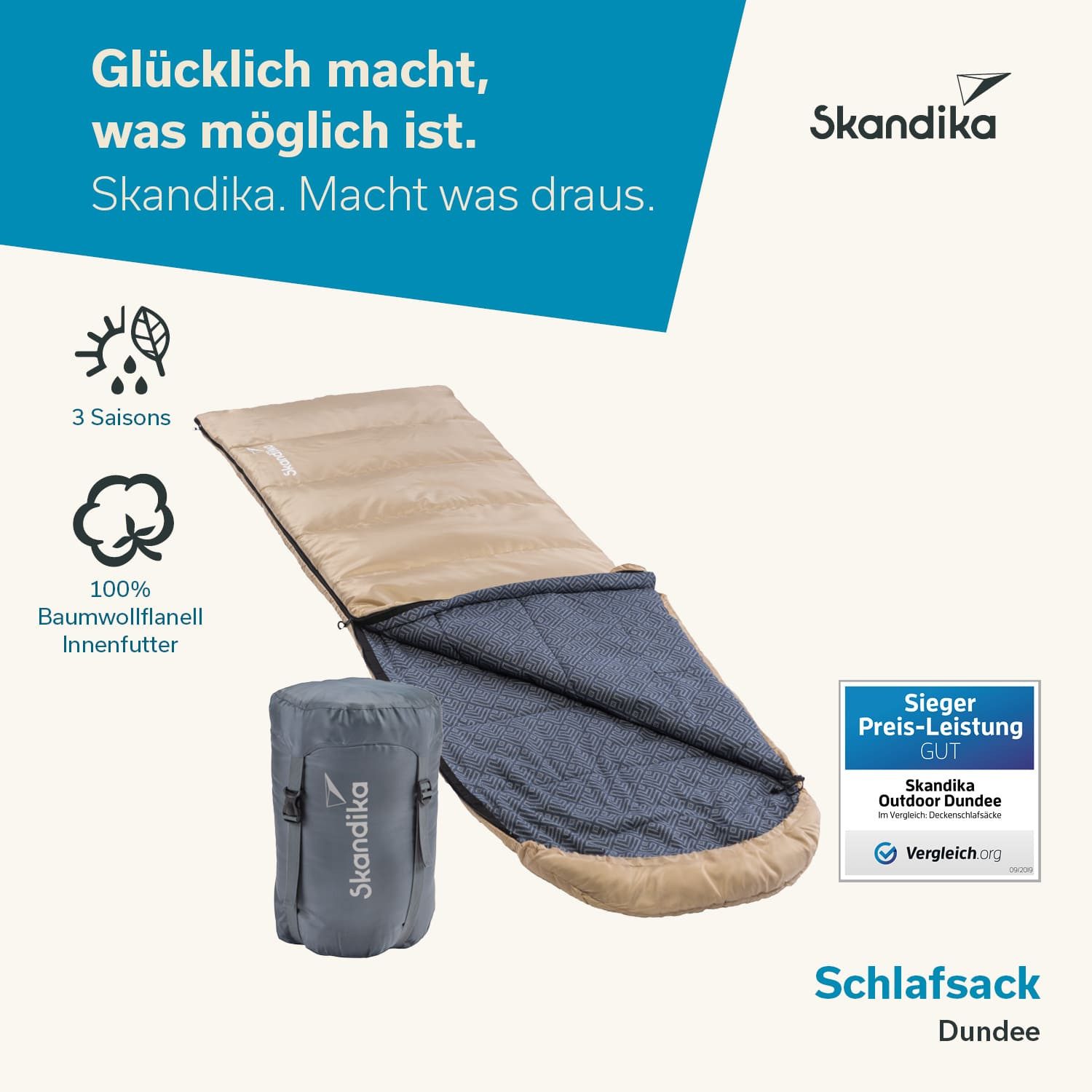 Skandika Deckenschlafsack Dundee Flanell, Baumwolle, Luxus-Qualität, günstig online kaufen