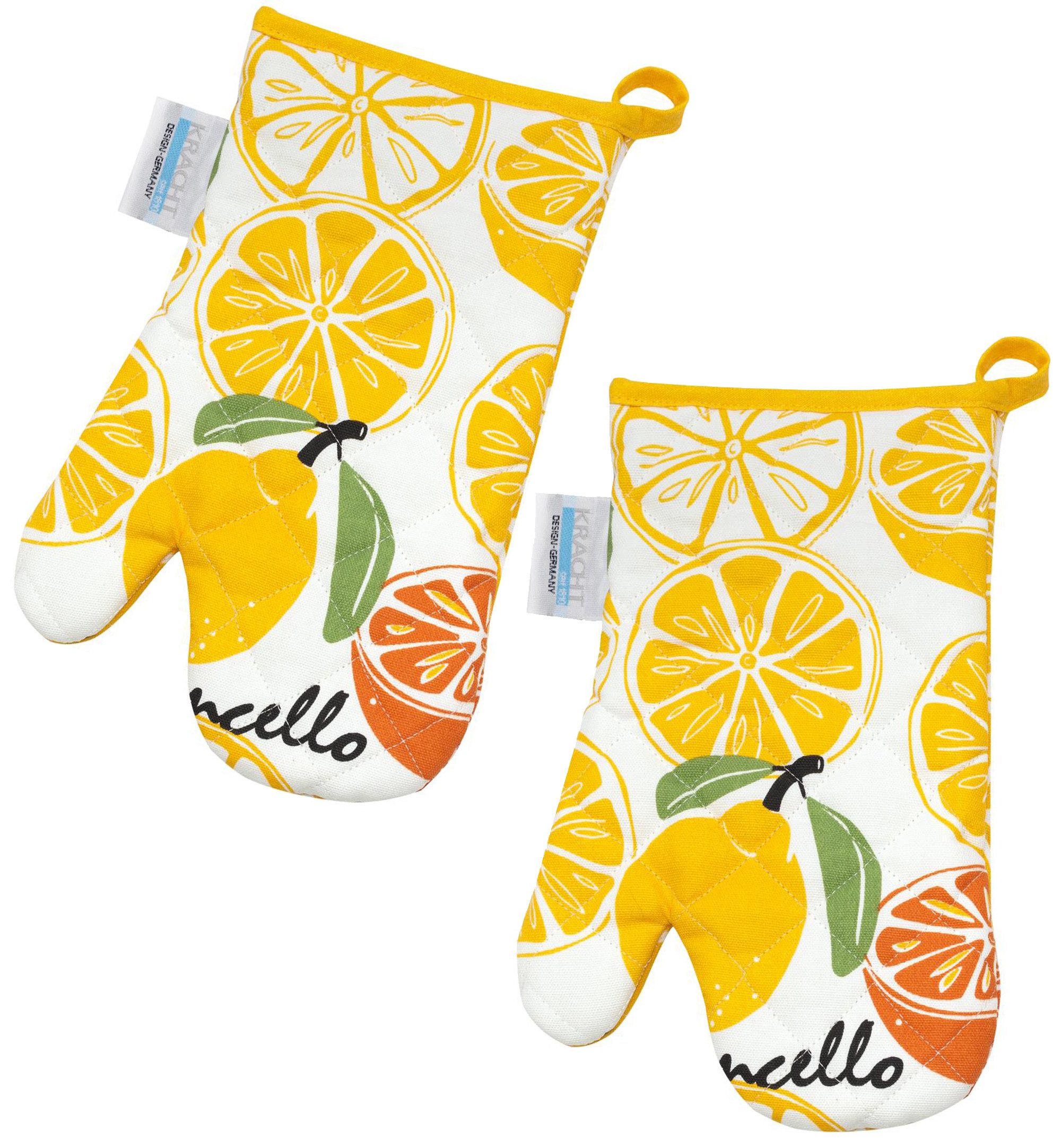 Kracht Topfhandschuhe Limoncello, (2-tlg., 2-teilig), 2er Set Ofenhandschuhe, wattiert, ca. 20x30 cm