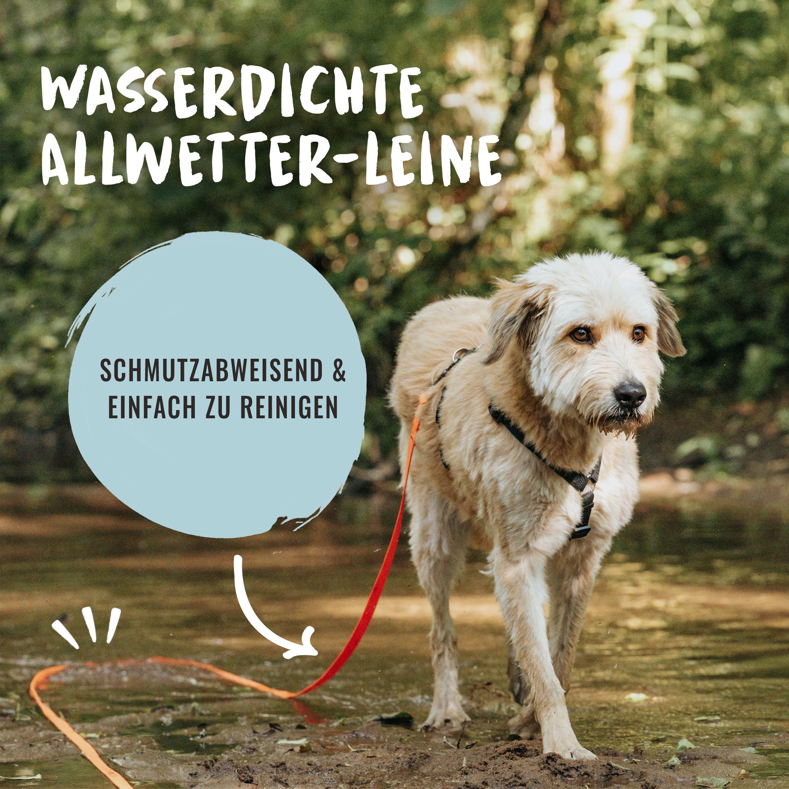 Rudelkönig Schleppleine PVC Schleppleine für Hunde mit Griffpolsterung, Robuste Hundeleine, PVC (1-tlg), Wetterfeste Schleppleine mit Handschlaufe, Verschiedene Längen