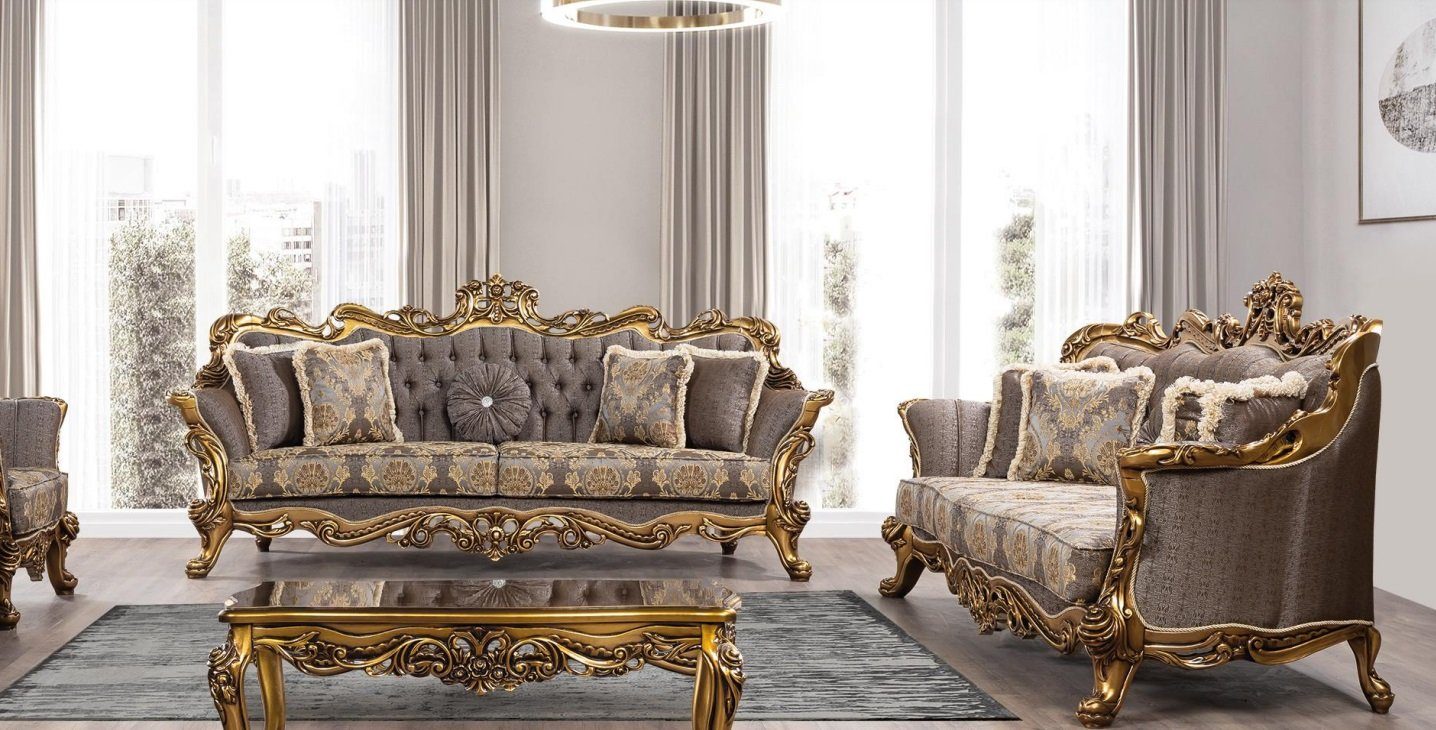 Sitzer JVmoebel Barock Sofagarnitur Luxus Barock Set Sofas Wohnzimmer-Set, Sofa Garnitur 3+3