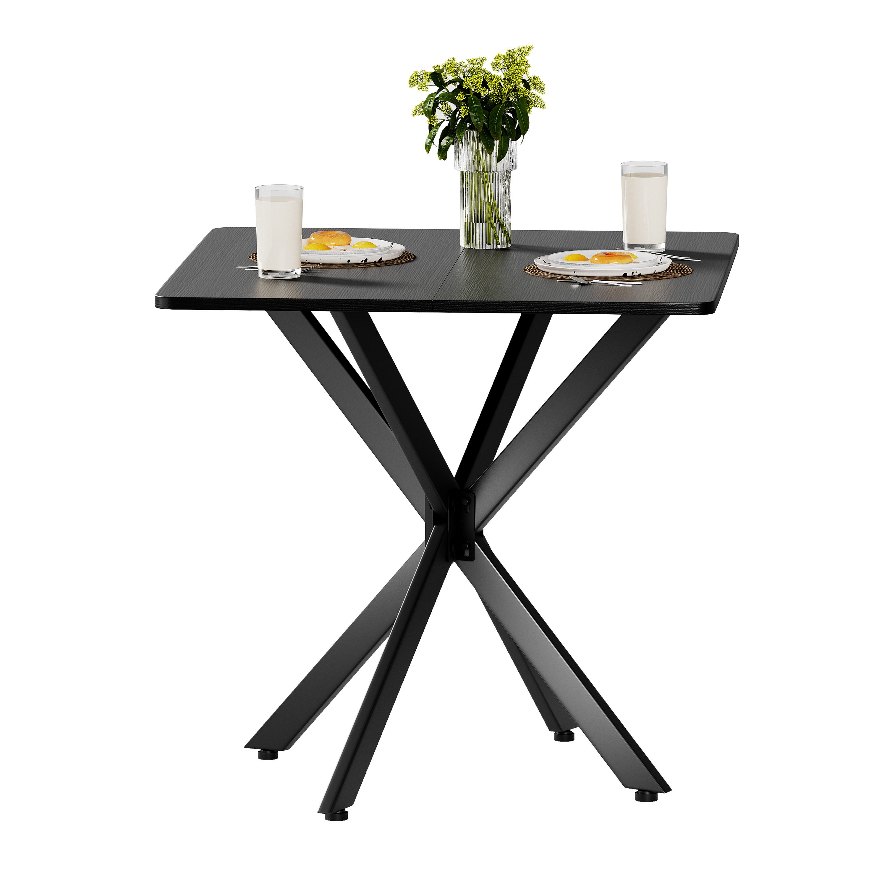 BlingBin Esstisch Küchentisch Quadratisch Esszimmertisch mit Spinnenfuß Kleiner Tisch (1 Stück, 1-St., 80 x 75 cm), für 2-4 Personen für Küche, Esszimmer und Wohnzimmer