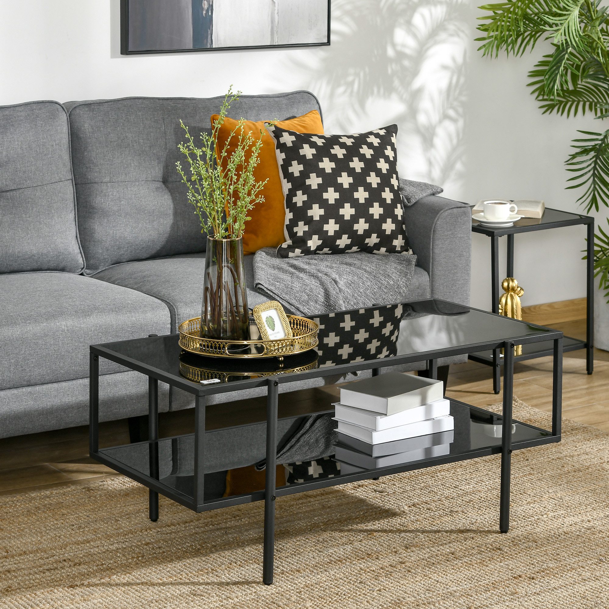 HOMCOM Couchtisch mit 2 Ablage, aus günstig online kaufen