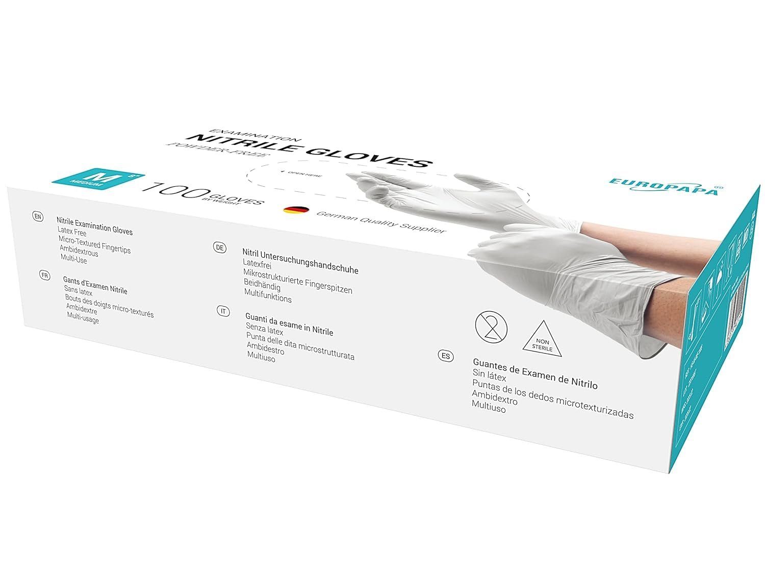 EUROPAPA Einweghandschuhe 1000x Nitrilhandschuhe Einweghandschuhe puderfrei (Untersuchungshandschuhe) EN455 EN374 latexfrei Einmalhandschuhe Handschuhe