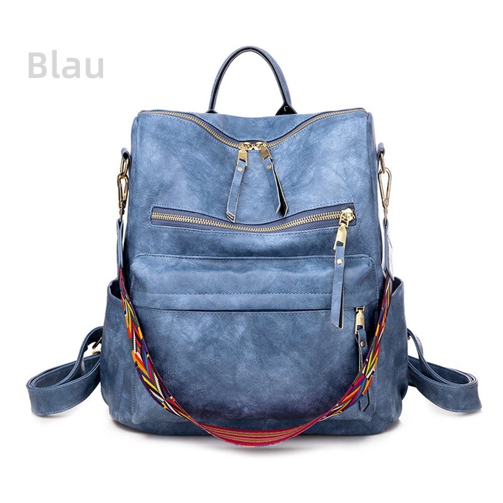 Reiserucksack Business Rucksack cm, Laptop Reisen Leder (33x36x15 Damen Schulrucksack Rucksack), für REDOM Blau Herren Vintage, Jungen Teenager Lederrucksack Freizeit Uni Notebook Arbeit Laptoprucksack Tasche, Schultertasche,