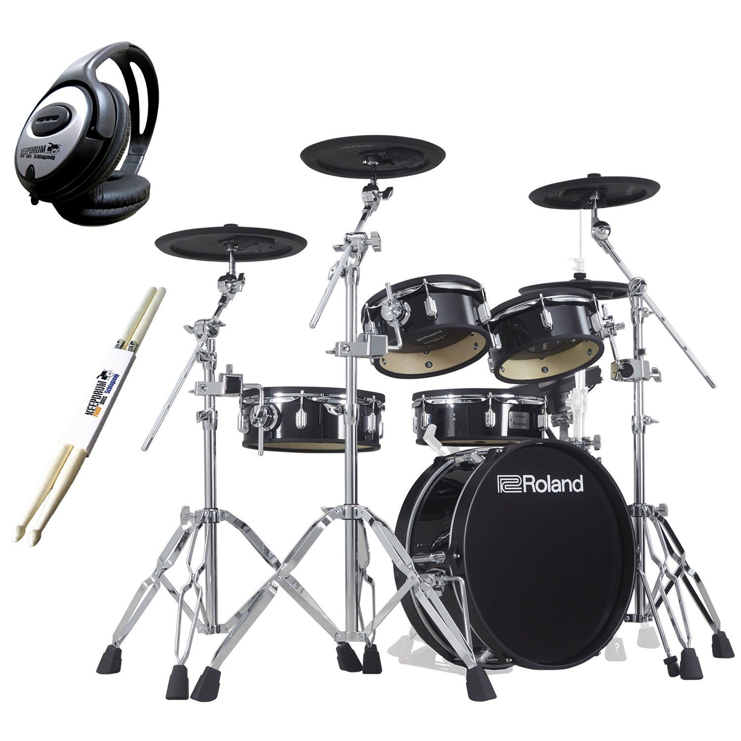 Roland Audio E-Drum VAD306 Acoustic V-Drums mit Kopfhörer und Sticks