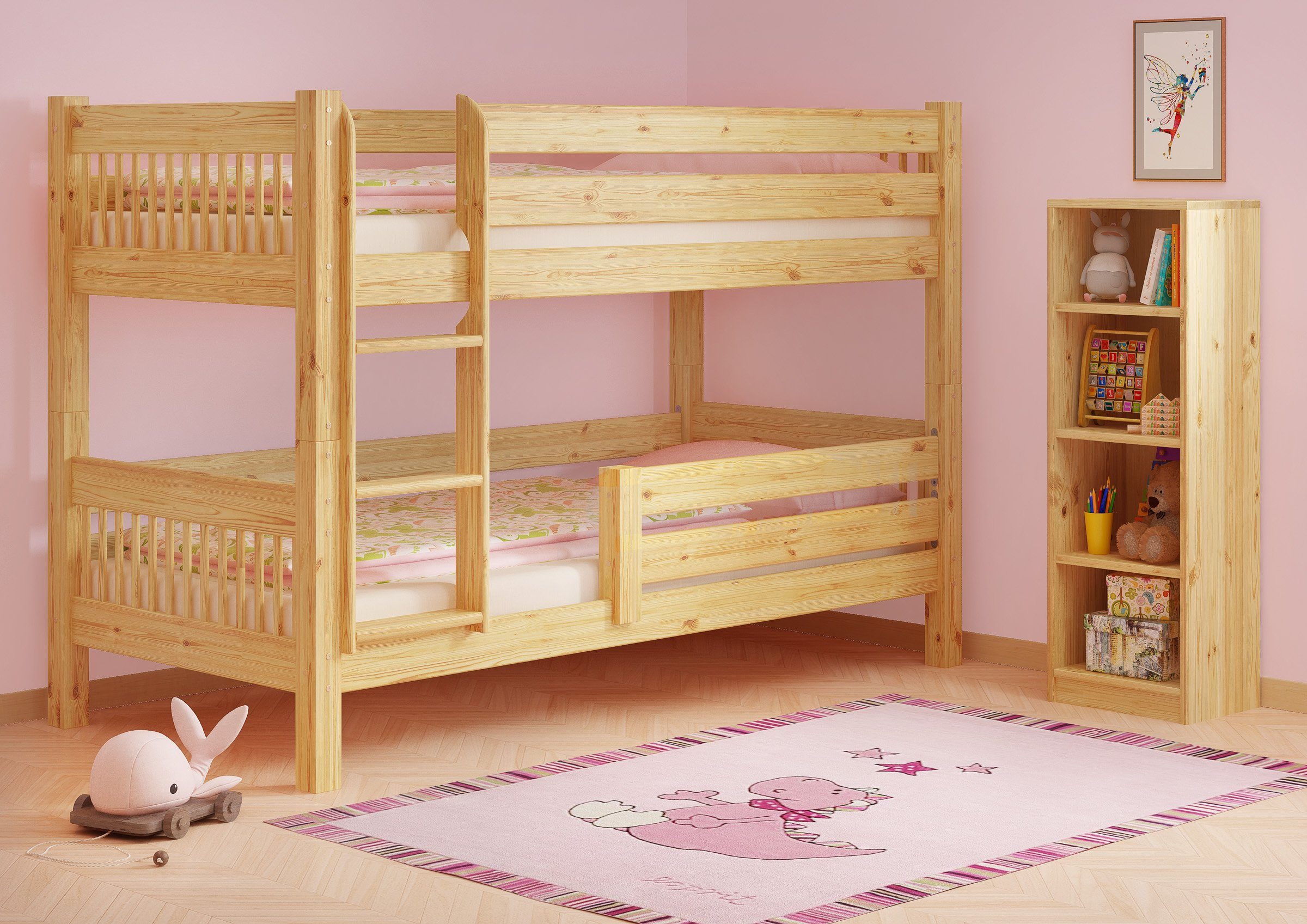 90x200 für Kinder Kiefer Etagenbett Etagenbett massiv ERST-HOLZ