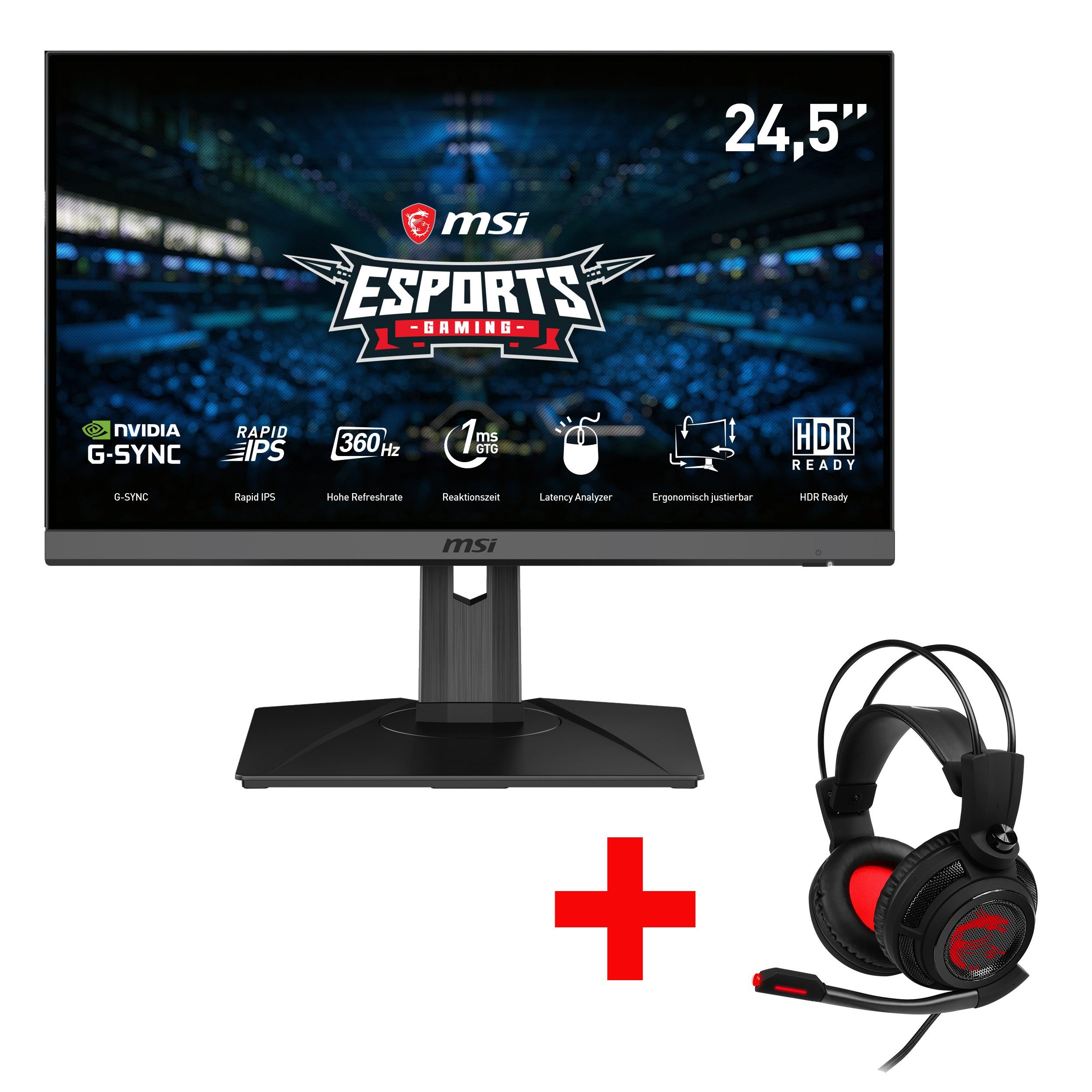 MSI Oculux NXG253R E-Sports Gaming-Monitor (62,2 cm/25 ", 1920 x 1080 px,  Full HD, 1 ms Reaktionszeit, 360 Hz, Rapid IPS, NVIDIA G-Sync, 3 Jahre  Herstellergarantie)