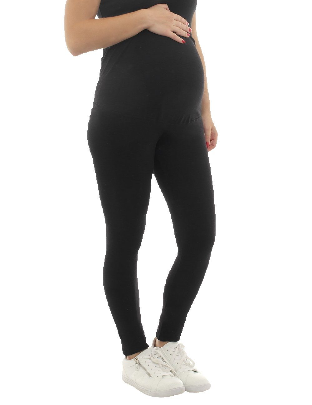 F&K-Mode Umstandsleggings Umstand Hose Leggings lang Baumwolle schwarz