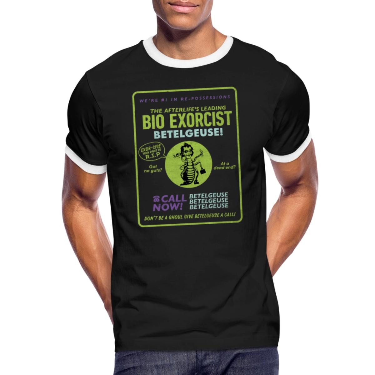 Spreadshirt T-Shirt Beetlejuice 2 Bio Exorcist Betelgeuse Anzeige Männer Kontrast T-Shirt (1-tlg)