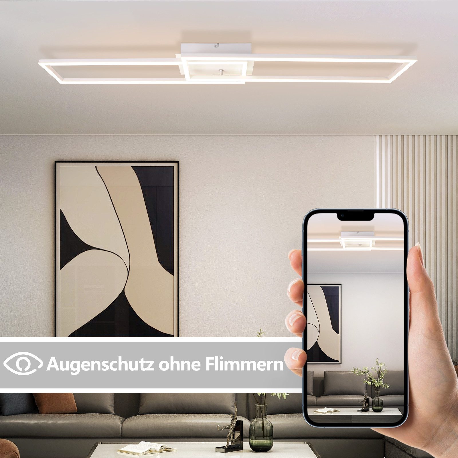 ZMH LED Deckenleuchte Wohnzimmer Dimmbar 36/48W Modern Deckenlampe mit Fern günstig online kaufen