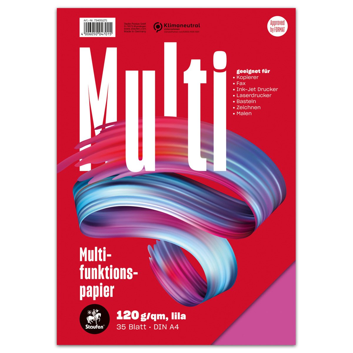 Staufen Drucker- und Kopierpapier Staufen Multifunktionspapier 35 Blatt 120g/m² lila DIN A4