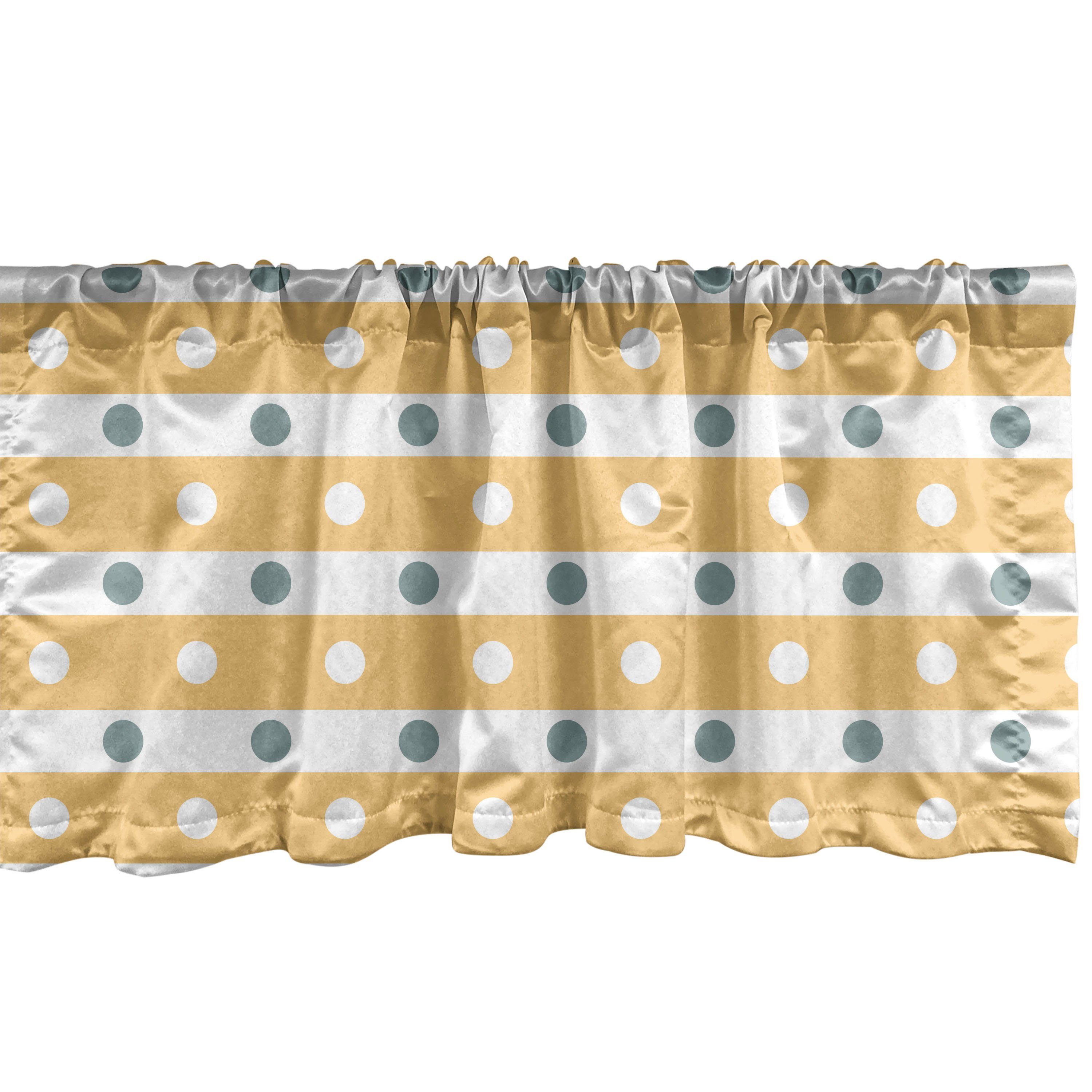 Microfaser, und Schlafzimmer Stangentasche, Abakuhaus, Scheibengardine für Vorhang Weiß Stripes Dekor mit Dots Küche Volant Gelb
