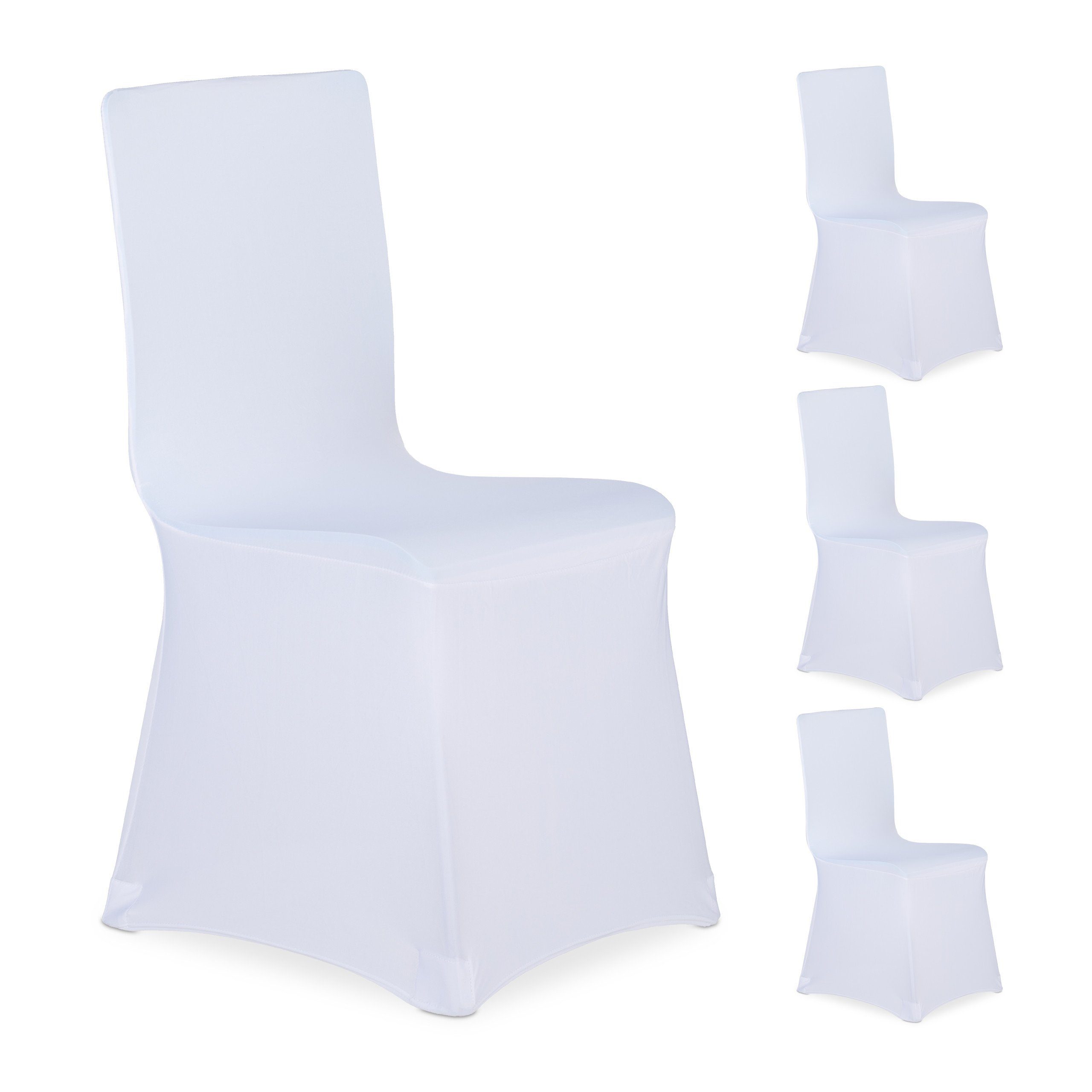relaxdays Stuhlhusse 4er Set, weiß