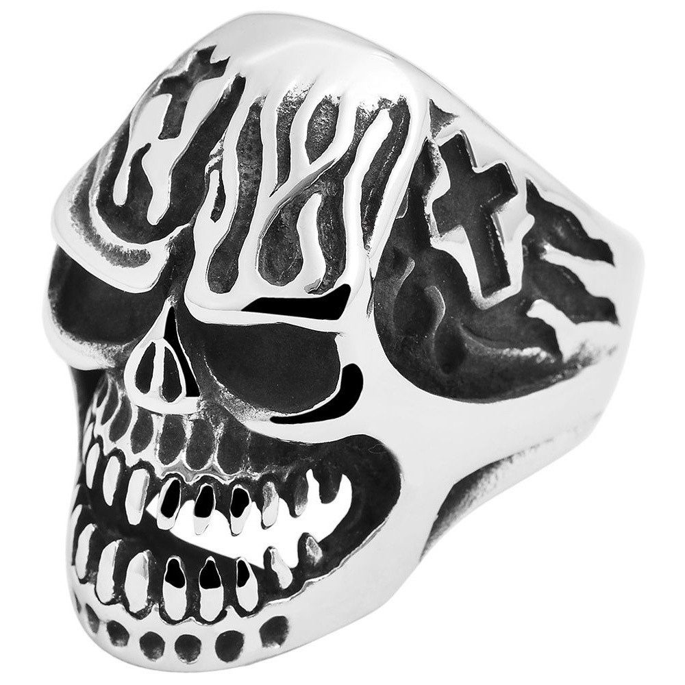 Adelia´s Fingerring Herren Ring Totenkopf aus Edelstahl