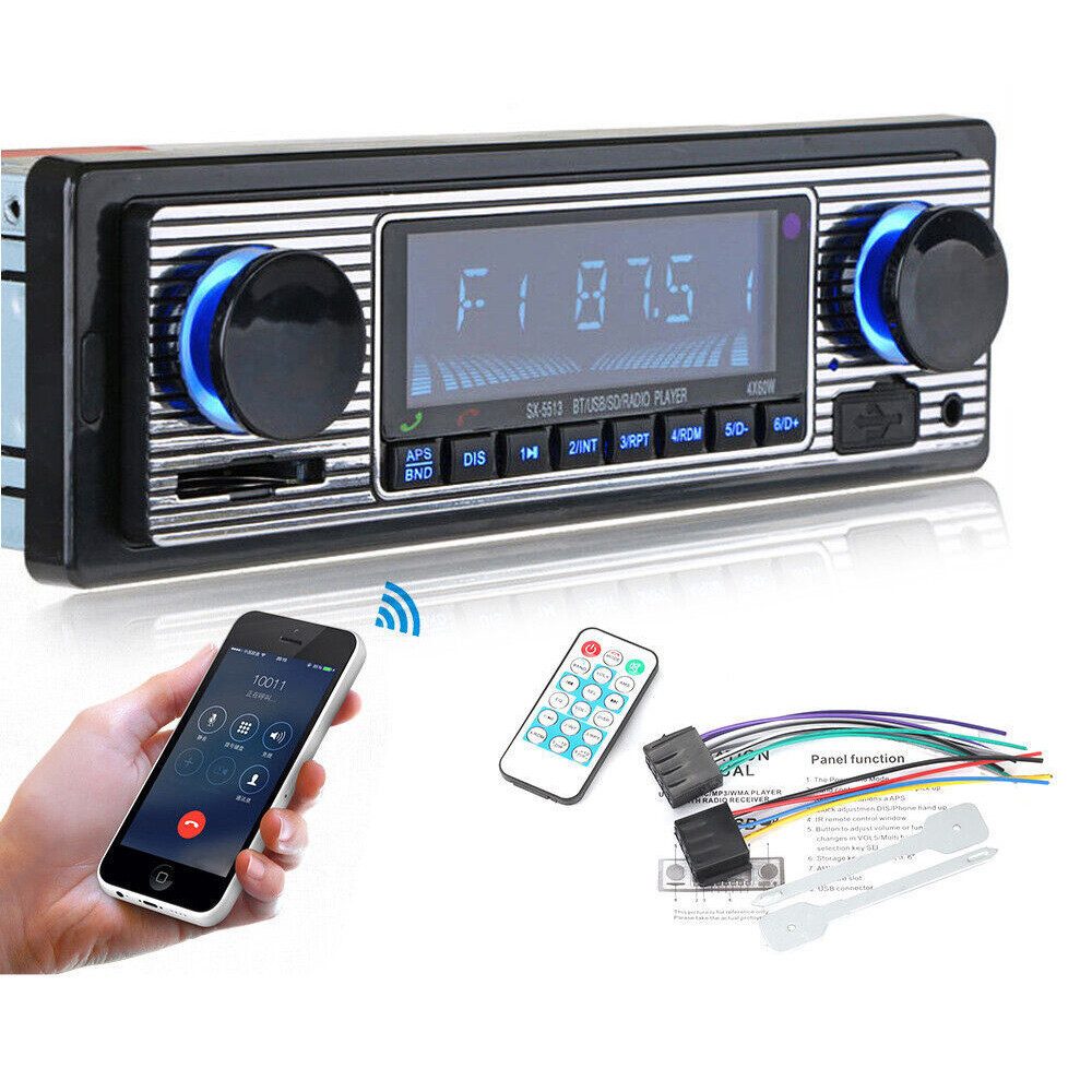 PODOFO 1DIN Integrierte Stereo Fernbedienung Digital Bluetooth MP3 Autoradio (FM Radio, 60,00 W, AUX-Audio Unterstützung von Fernbedienungen)